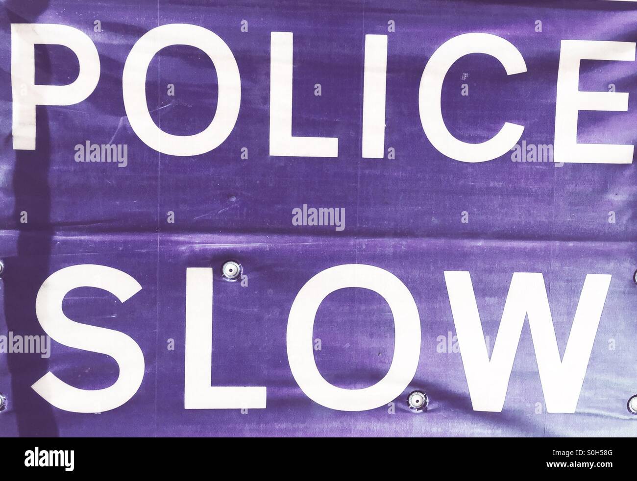 Police slow sign - Smartphone Captured Stock Image