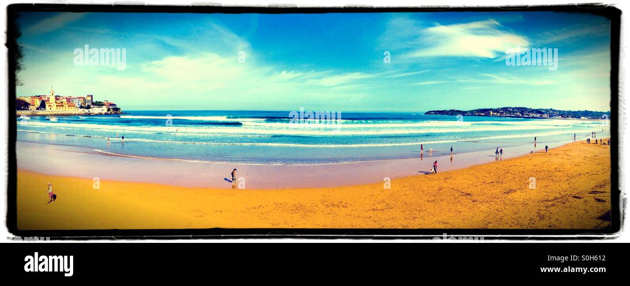 Beach in Gijon, Asturias - Spain - Smartphone Captured Stock Image