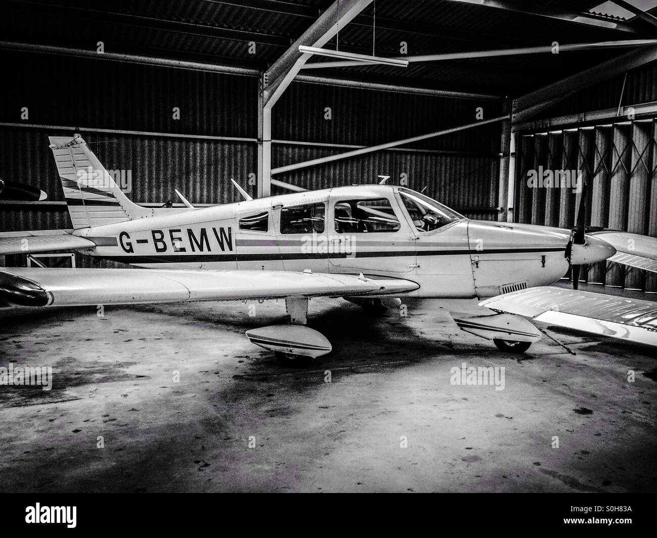 Private plane in the hangar Stock Photo