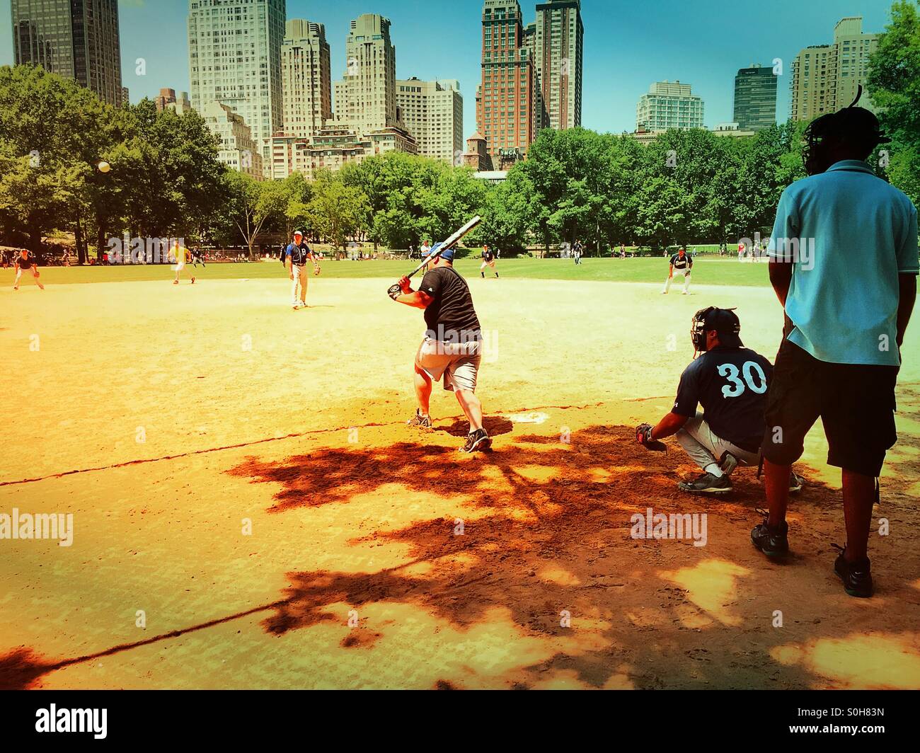 Softball in Central Park, NYC - Smartphone Captured Stock Image