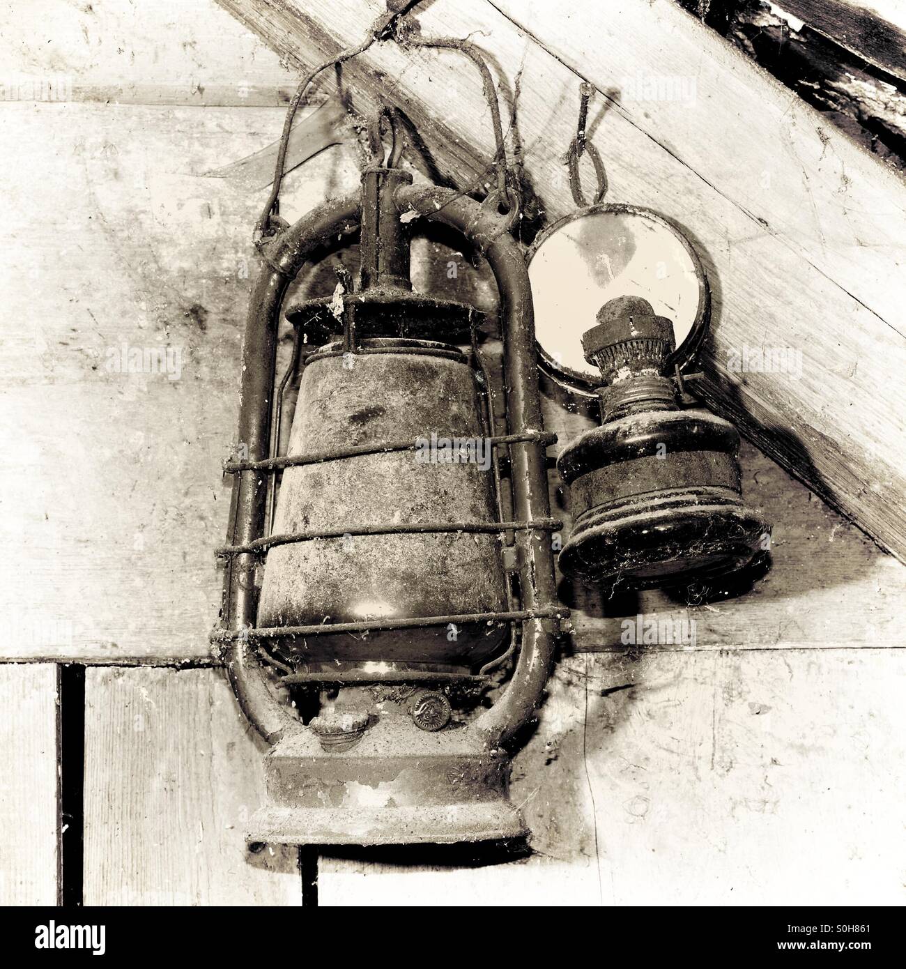 Antique Oil Lanterns Stock Photo Alamy