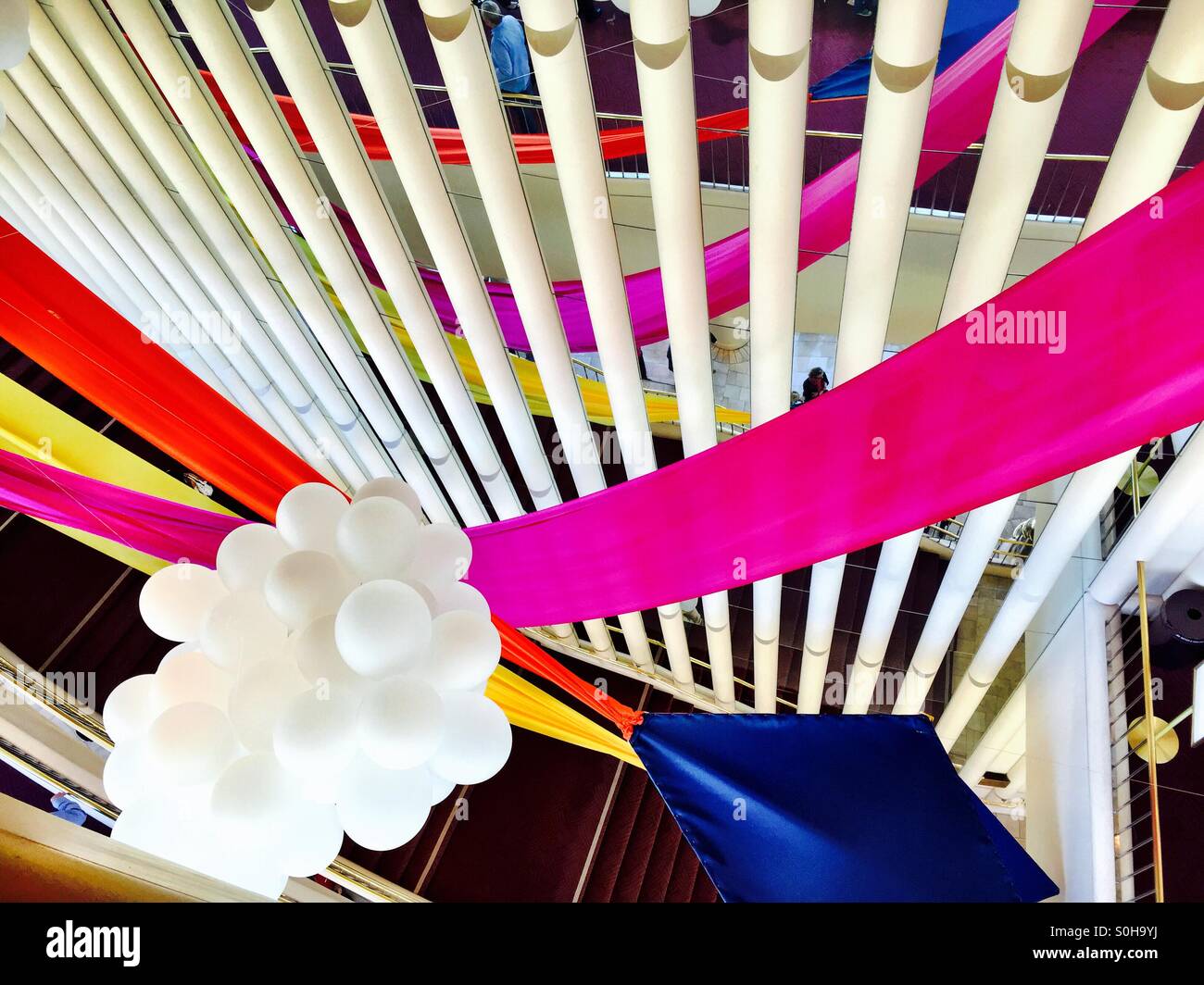 Colorful interior of Davies Hall with its dramatic architecture. San Francisco, California, USA. - Smartphone Captured Stock Image