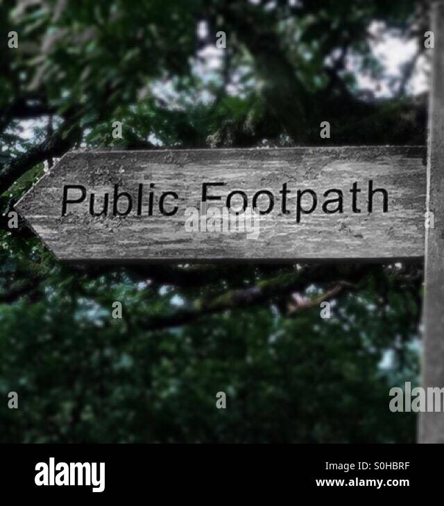 Public Footpath , wooden direction board - Smartphone Captured Stock Image