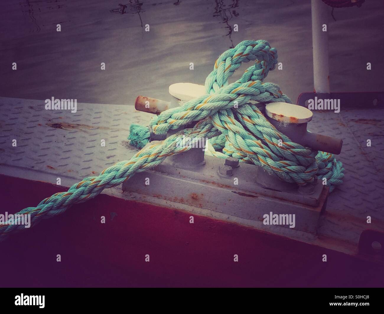 Boat tied with a rope - Smartphone Captured Stock Image