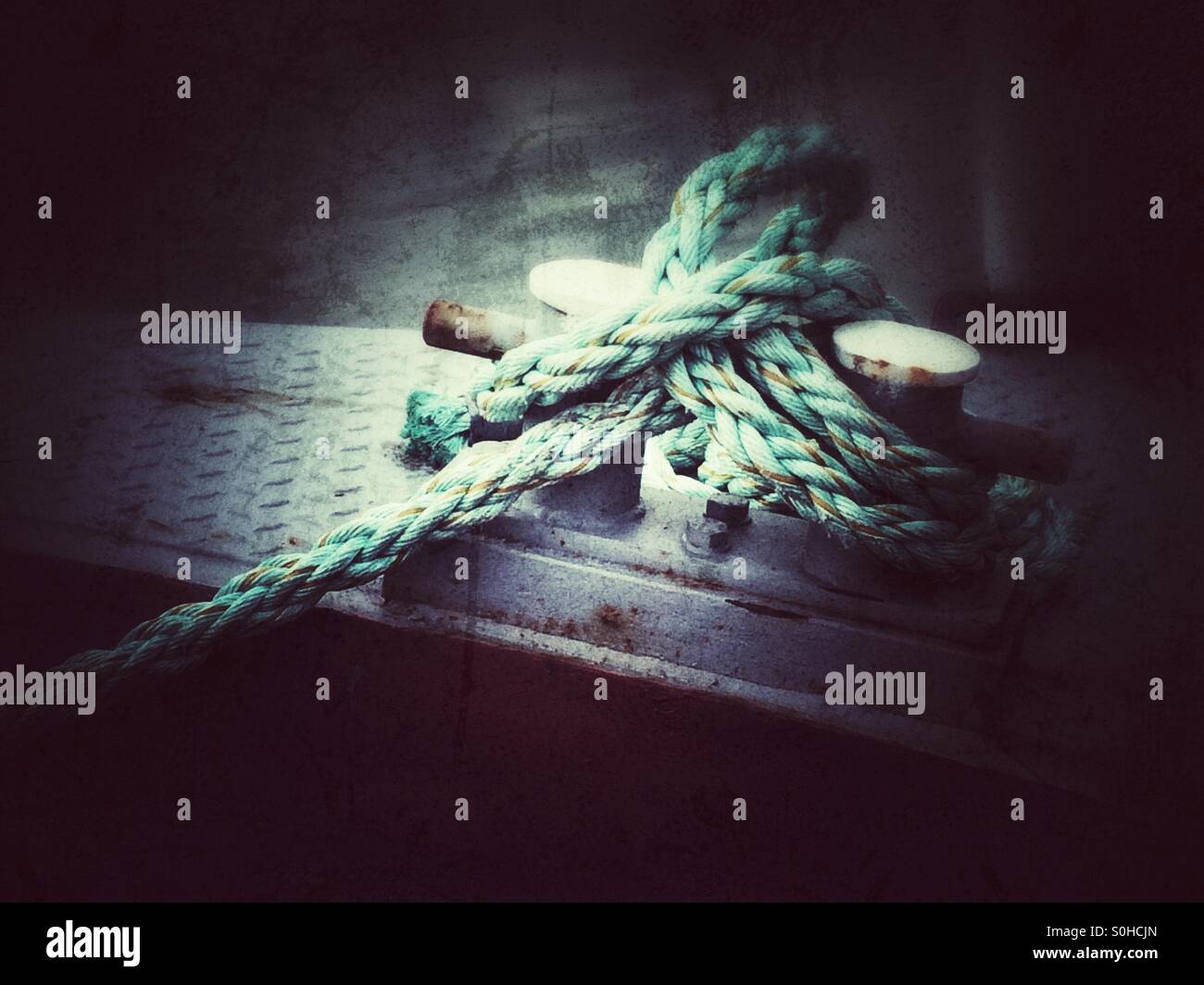 Boat tide with a rope - Smartphone Captured Stock Image