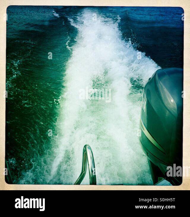 Boat motor and splash Stock Photo
