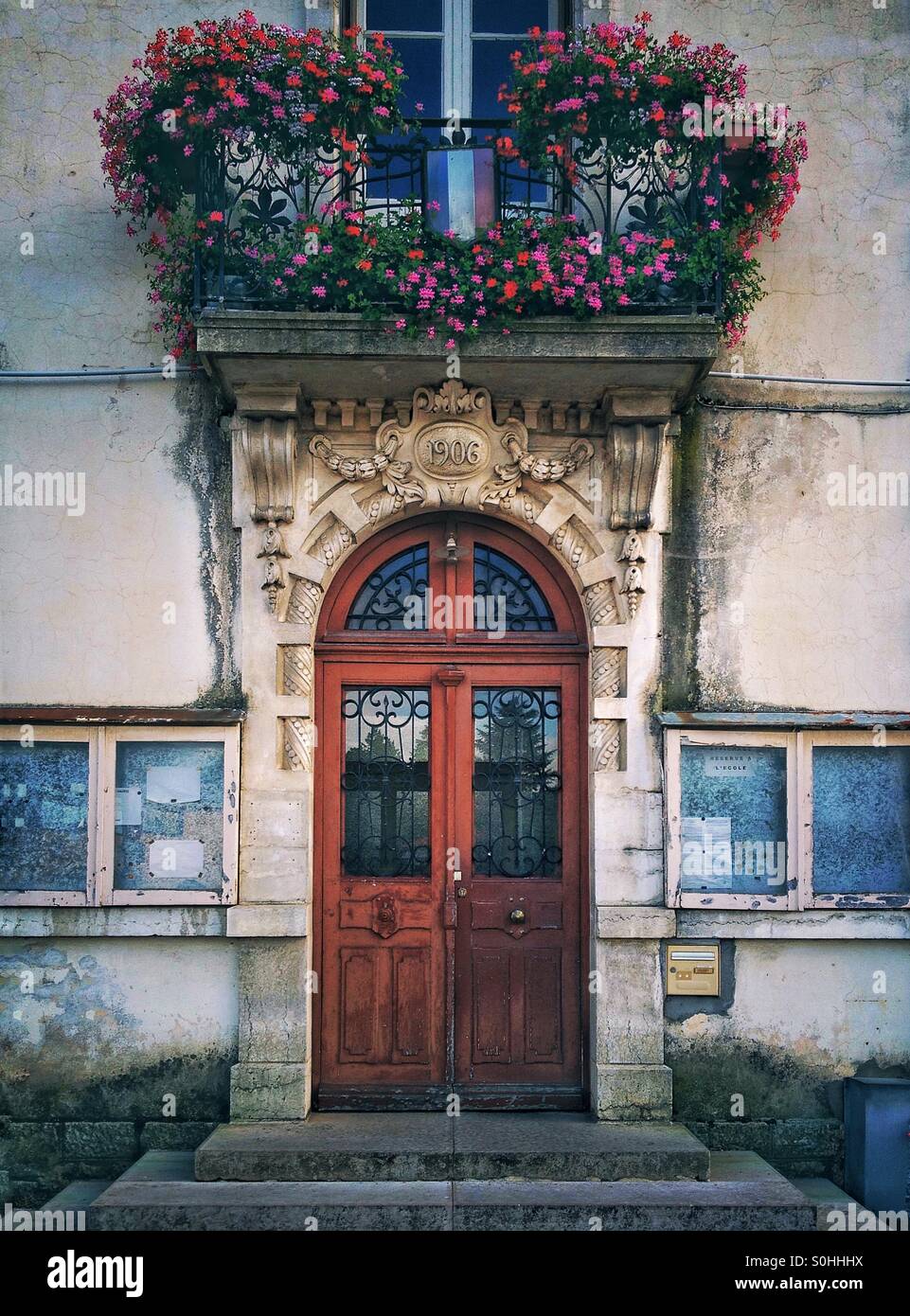 Front door entrance Hotel de Ville Ceyzeriat France - Smartphone Captured Stock Image