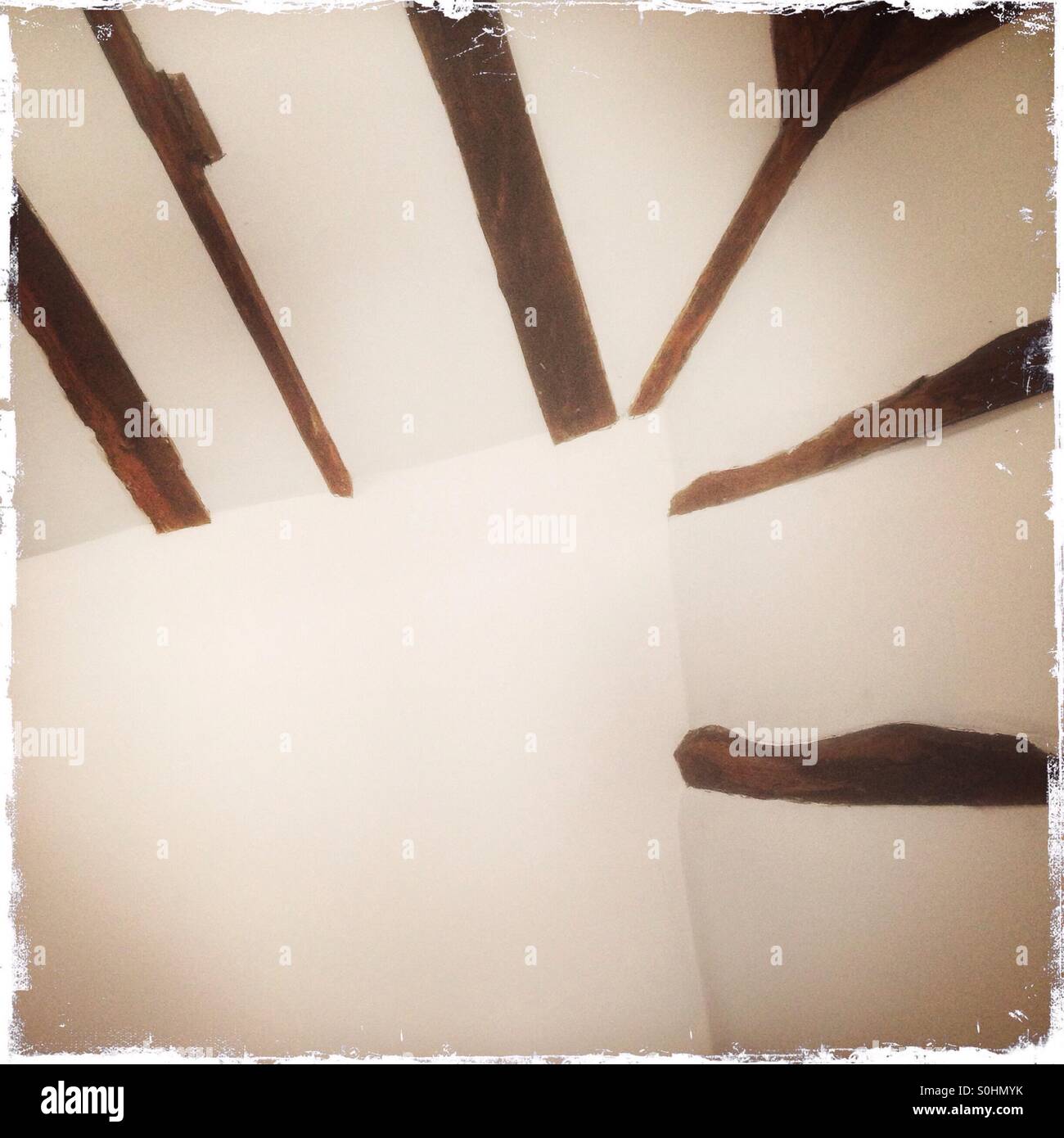 Old wooden beams in a house in Stamford, UK - Smartphone Captured Stock Image