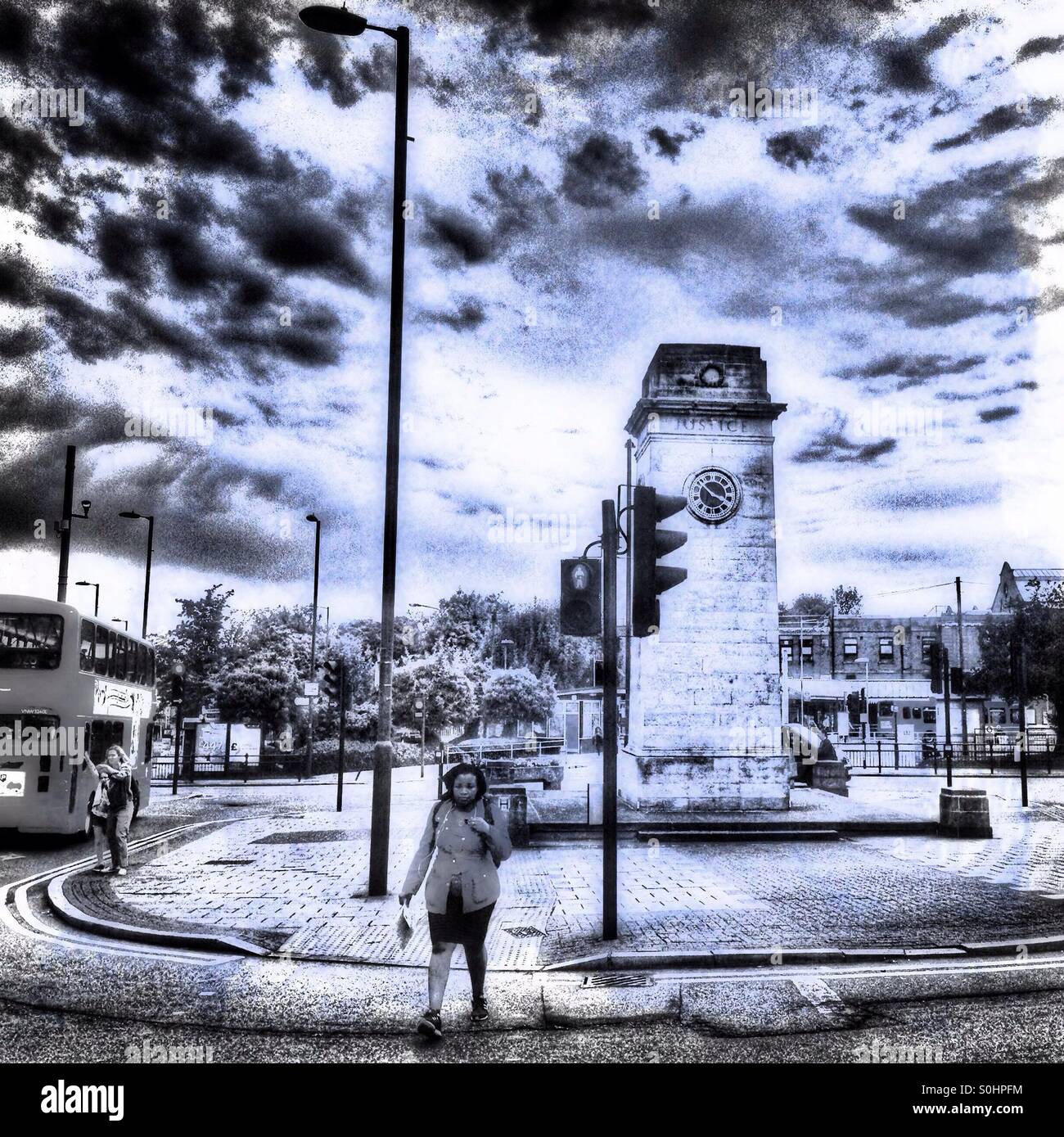 Clock tower in town centre, Golders Green, London Borough of North London, England