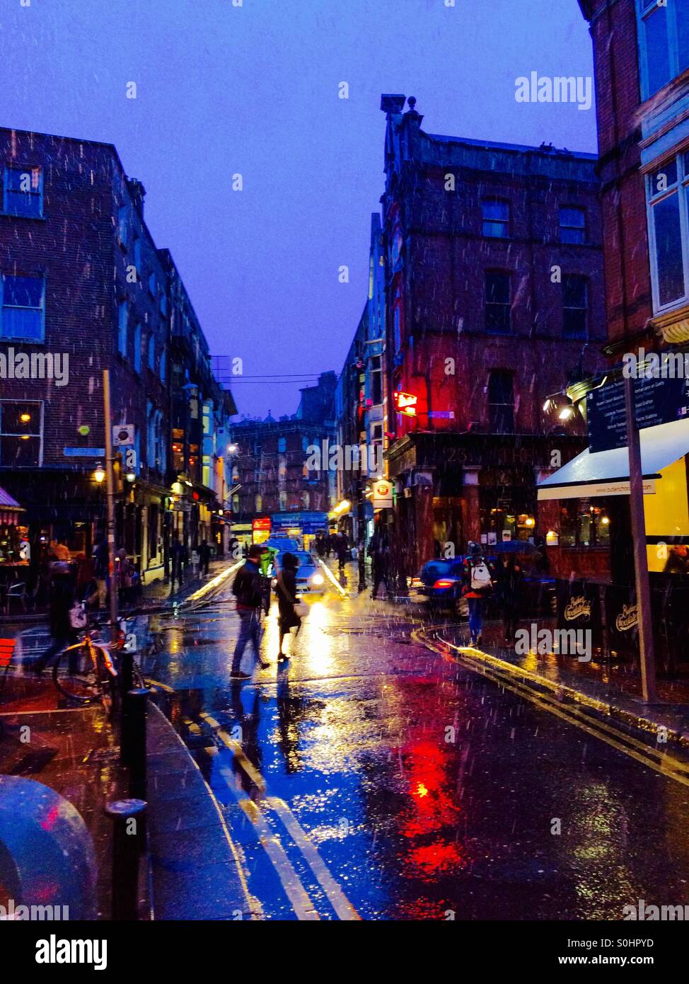 A rainy night in Dublin on Wicklow St. - Smartphone Captured Stock Image