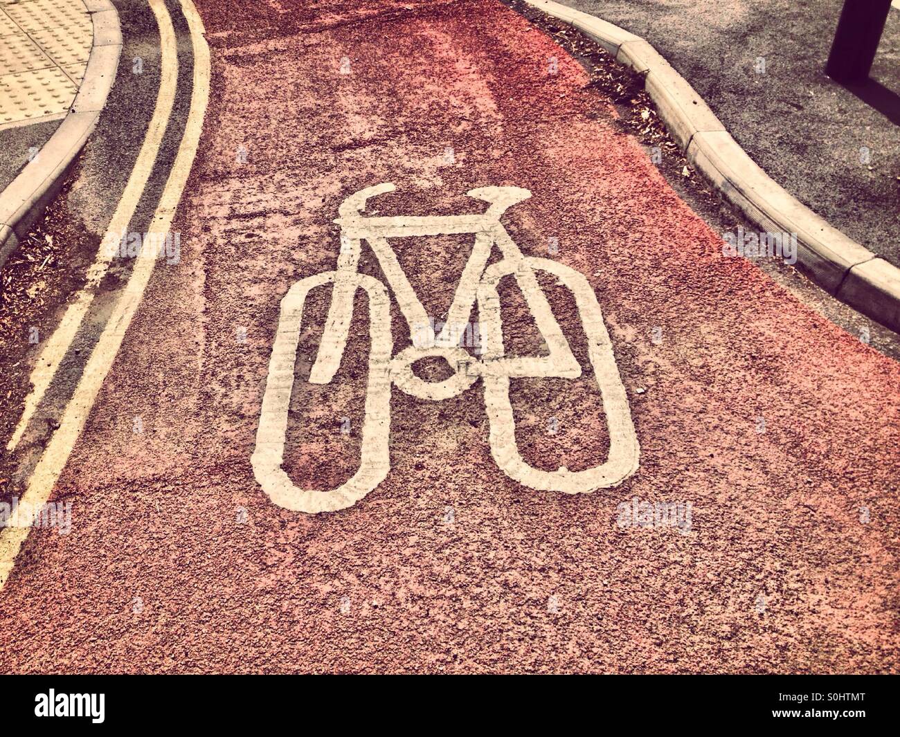 Cycle lane on a road - Smartphone Captured Stock Image