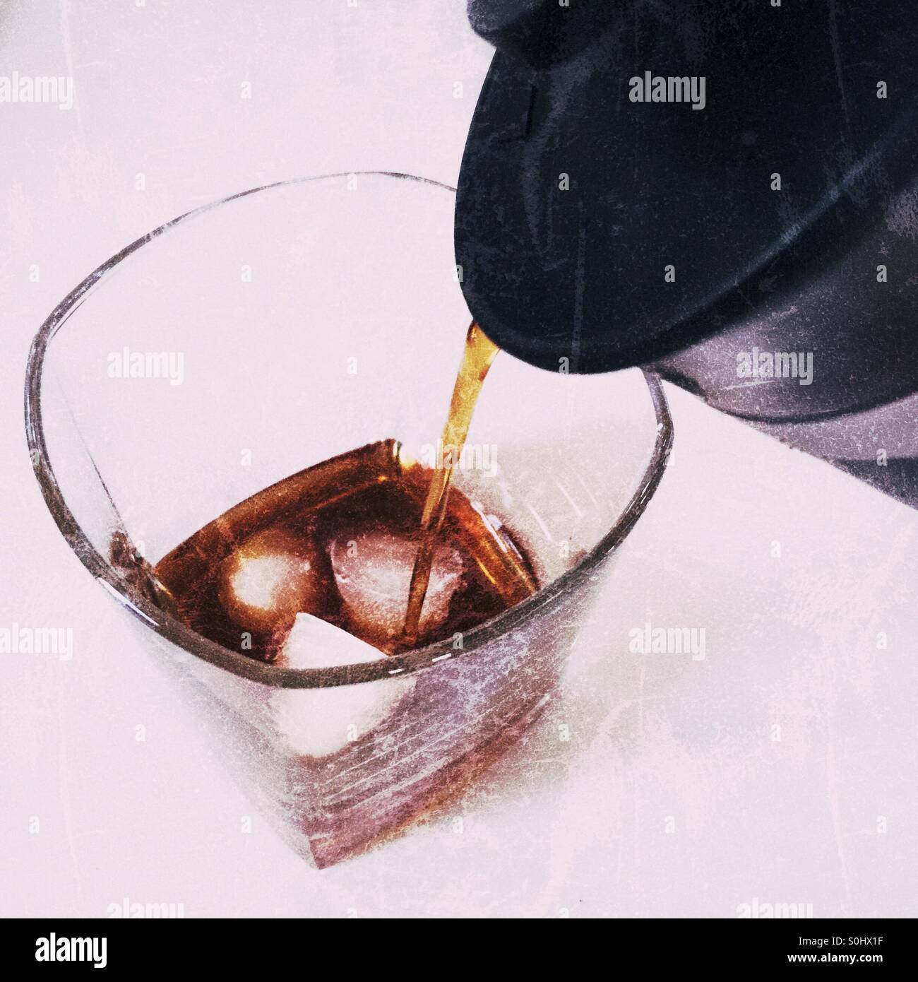 Cold brew coffee on ice - Smartphone Captured Stock Image
