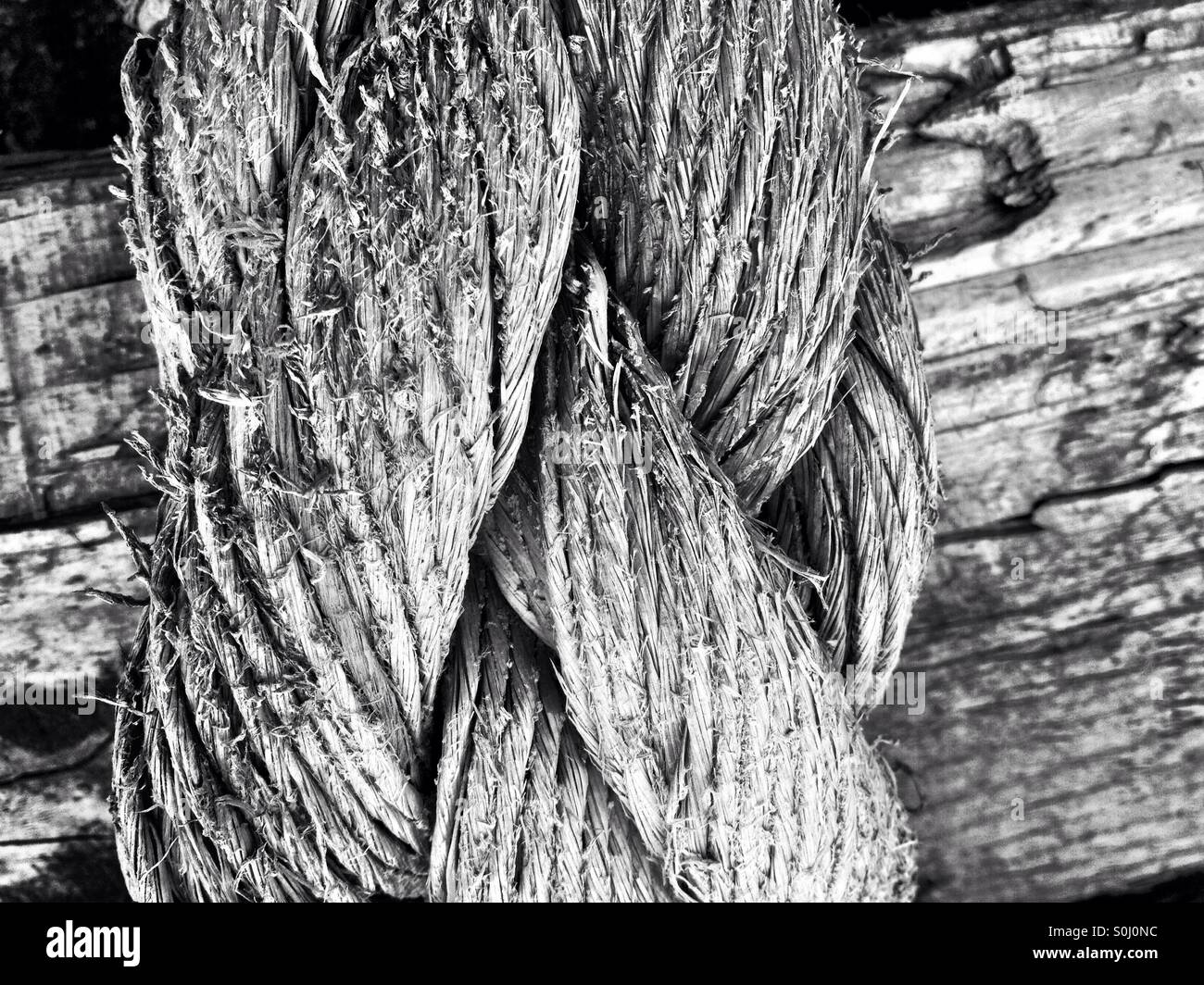 Rope and wood texture Stock Photo