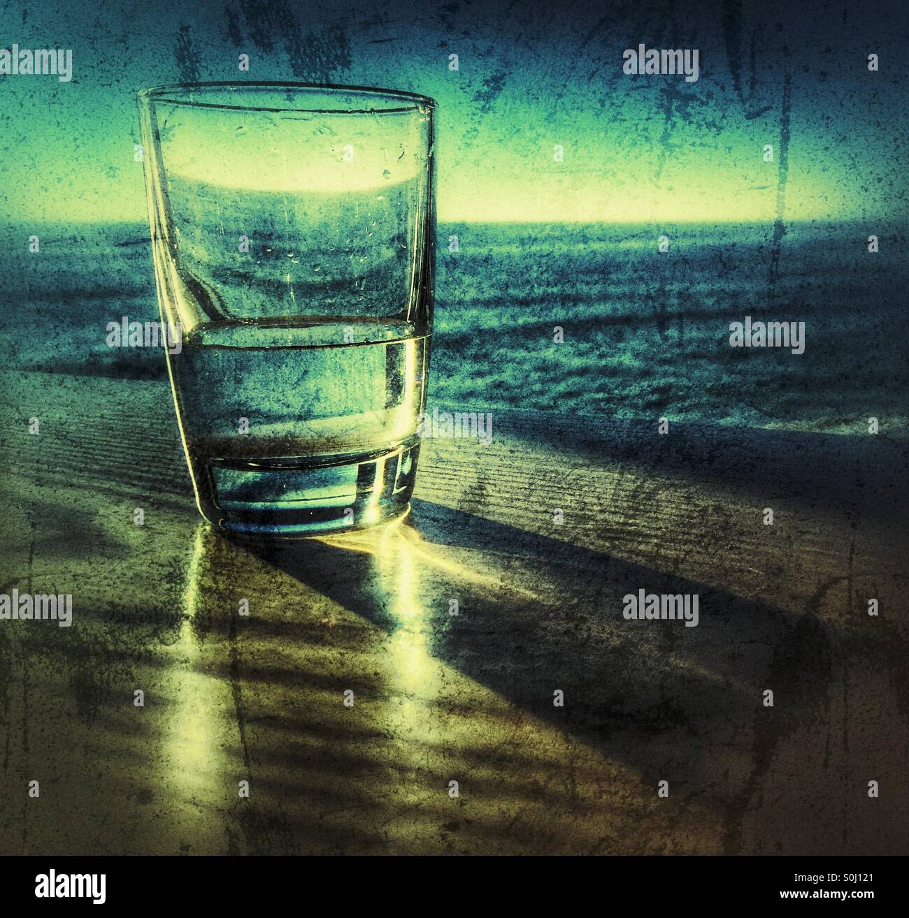 Pacific Ocean through a water glass Stock Photo