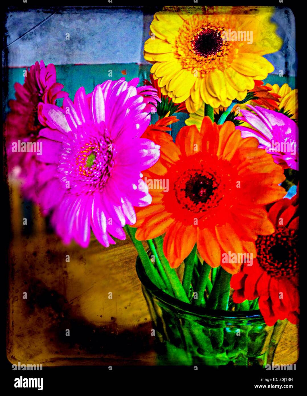 Bright vase of flowers Stock Photo Alamy