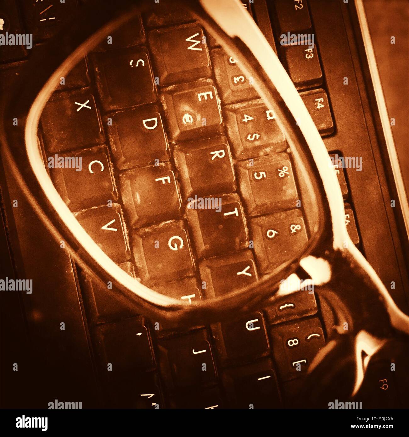 Keyboard and Glasses - Smartphone Captured Stock Image