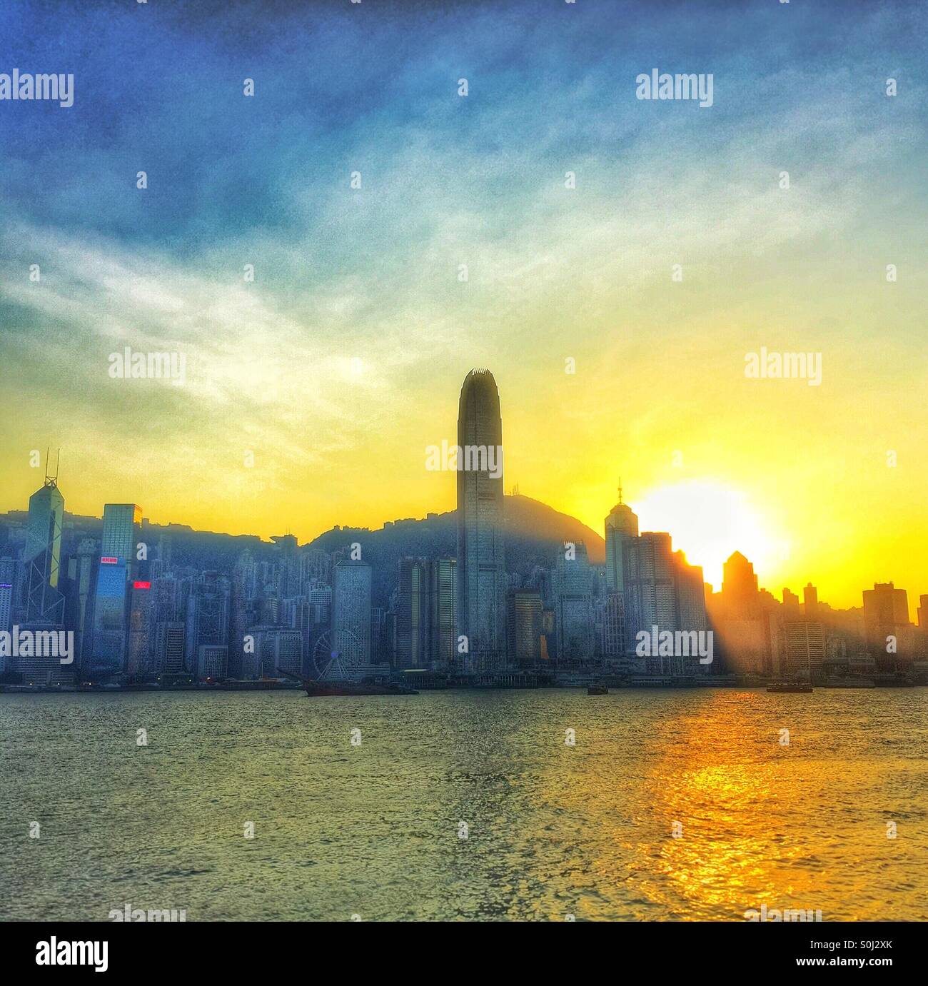 Sunset over Hongkong Stock Photo