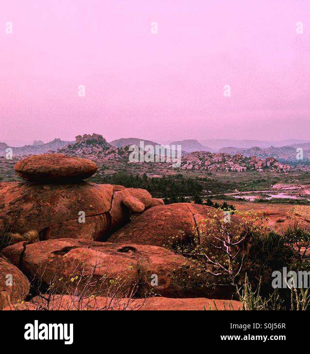 Sunset rocky landscape - Smartphone Captured Stock Image