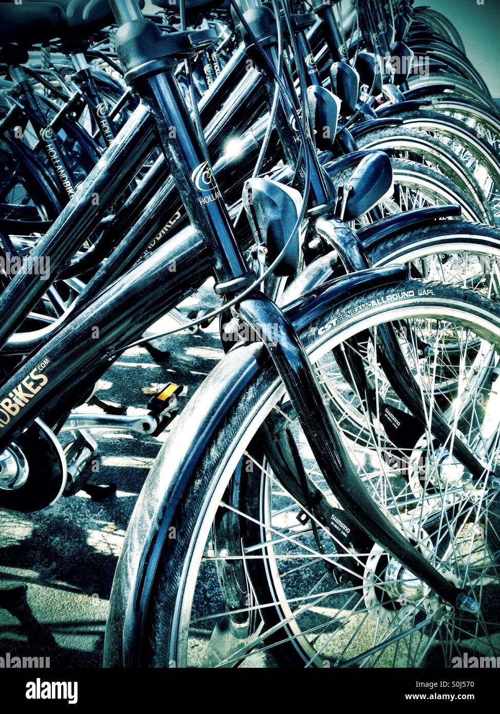Parked Bicycles Stock Photo