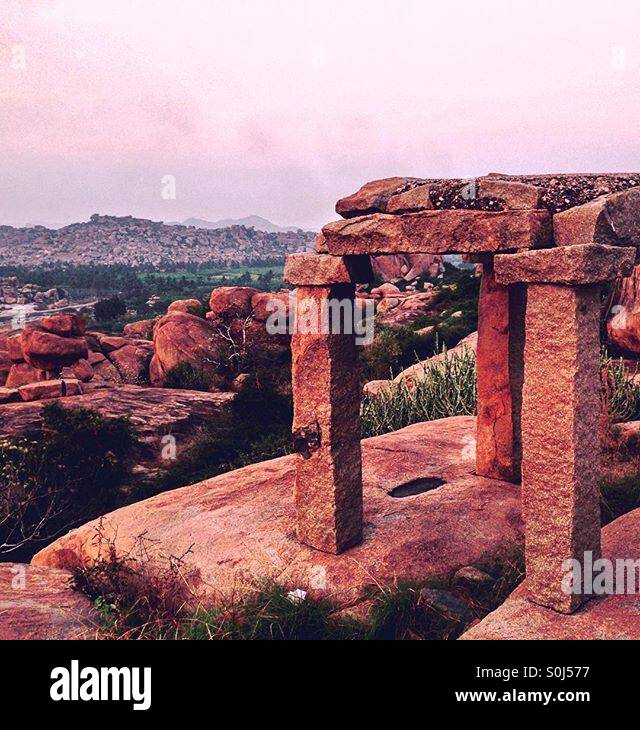Ancient ruins rocky mountains landscape - Smartphone Captured Stock Image