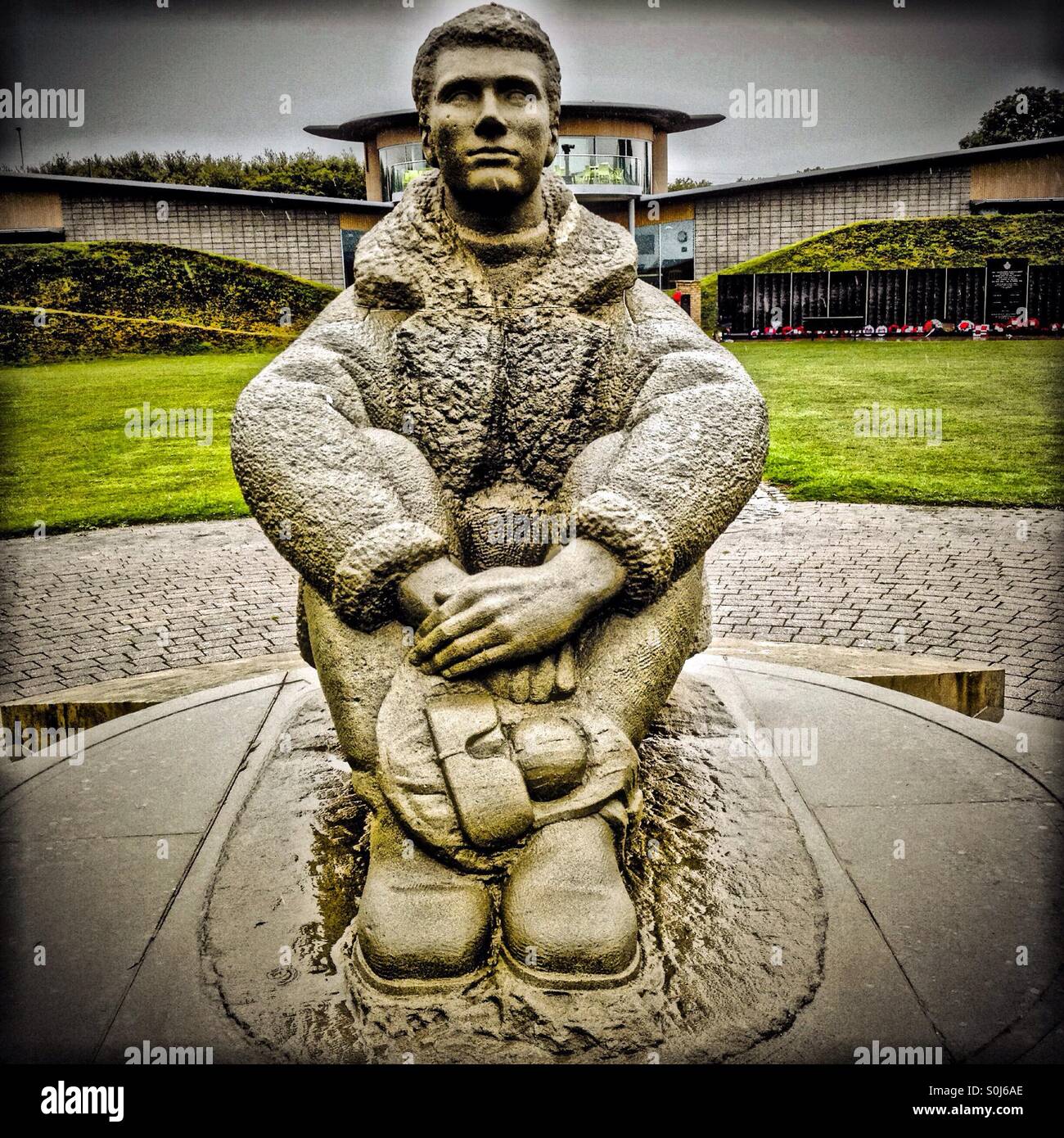 Statue of a young airman at the National Memorial to the Few at Capel-le-Ferne - Smartphone Captured Stock Image