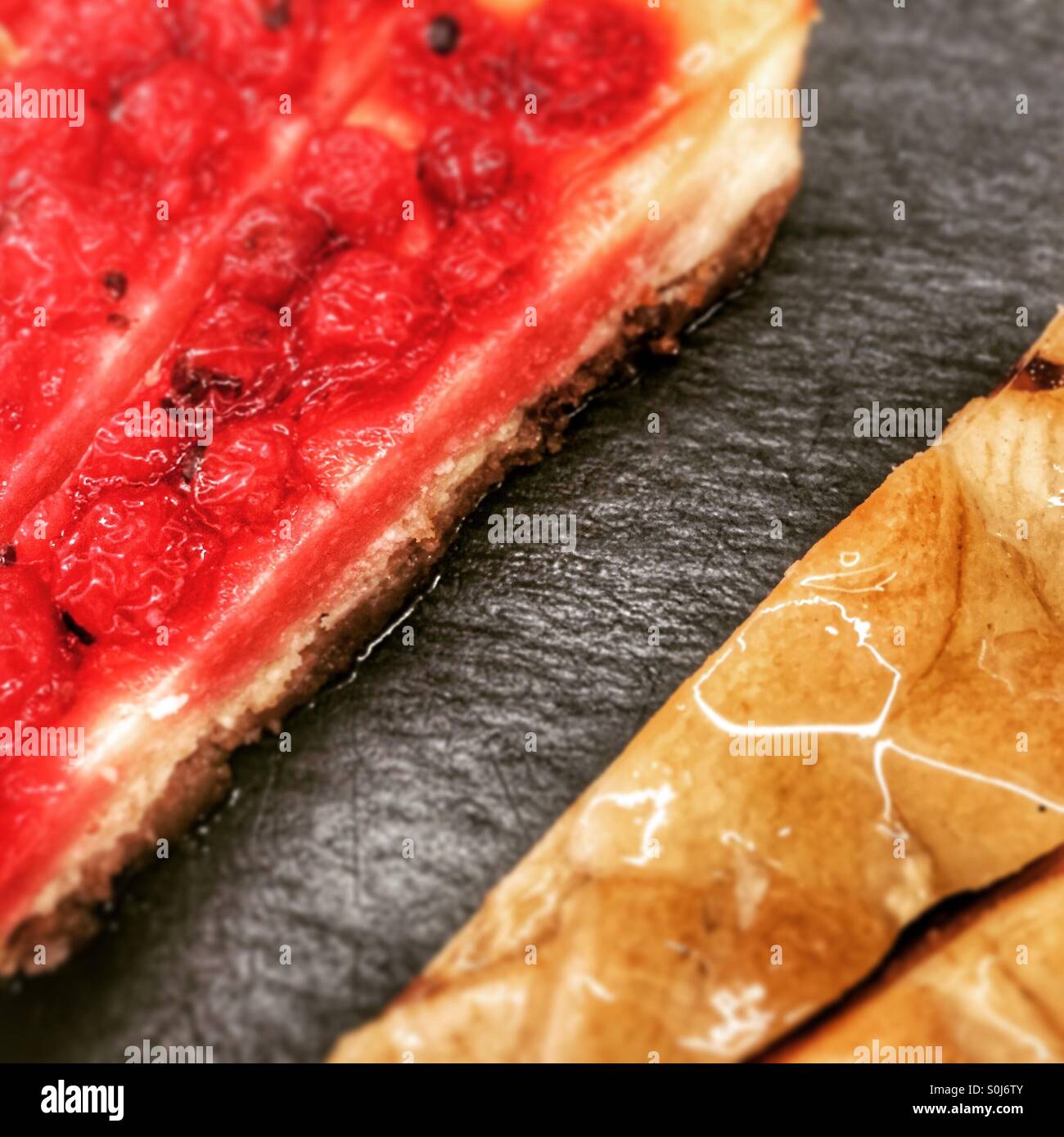 Cheesecake and apple pie close up - Smartphone Captured Stock Image