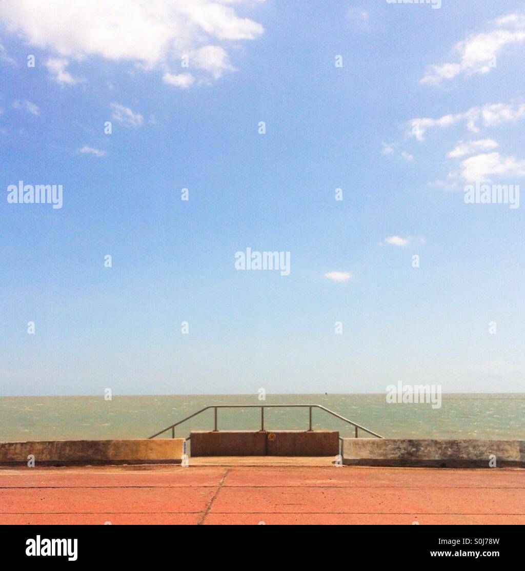 View of the sea and the sky over a wall - Smartphone Captured Stock Image