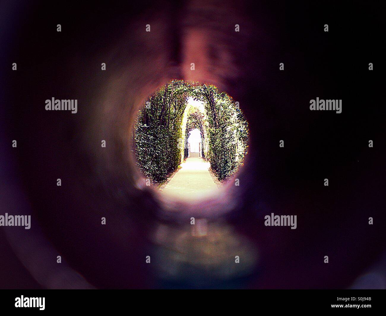 Looking through the key hole of the Maltese Embassy in Rome Italy - Smartphone Captured Stock Image