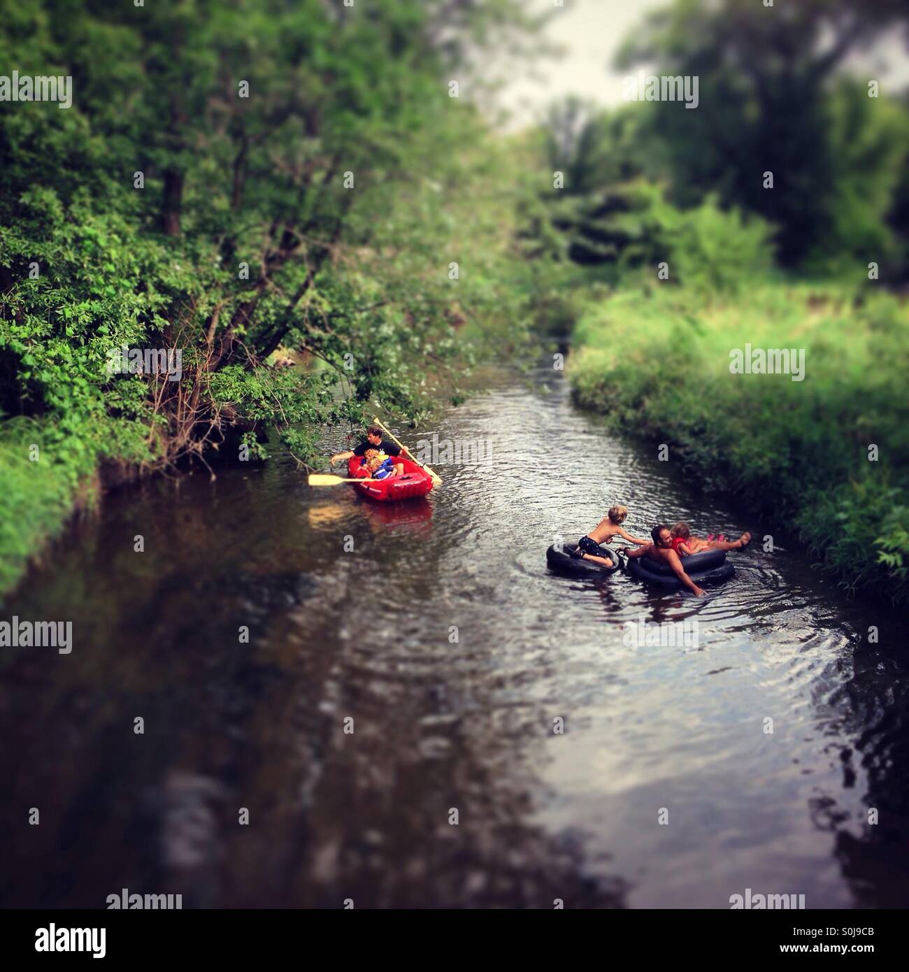 Rafting and tubing on Minnehaha Creek, Minneapolis, Minnesota Stock Photo