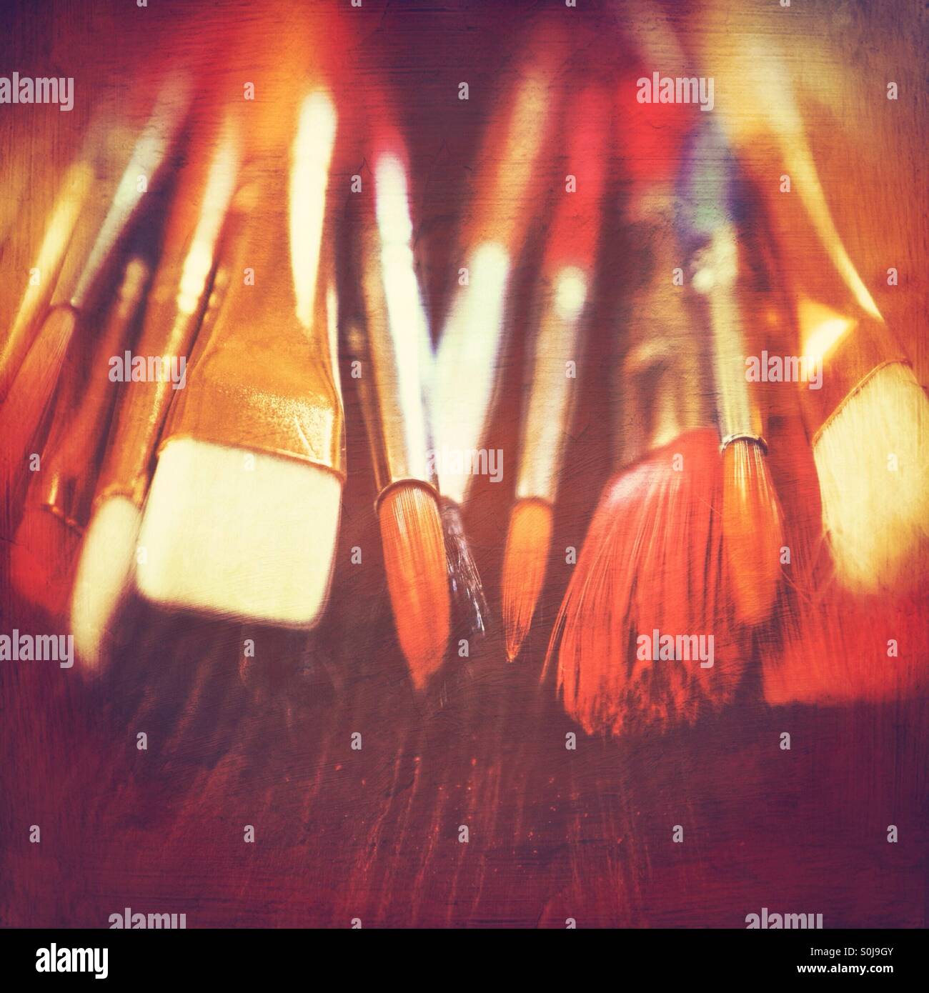 Paint brushes in an artist's studio Stock Photo Alamy
