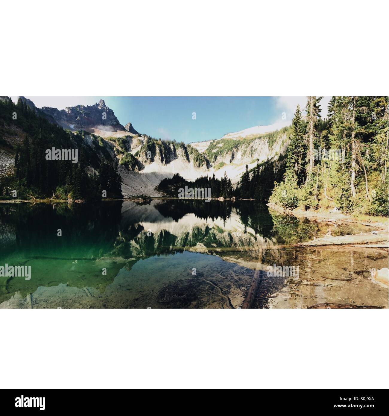 Snow lake in Mt Rainier National Park - Smartphone Captured Stock Image