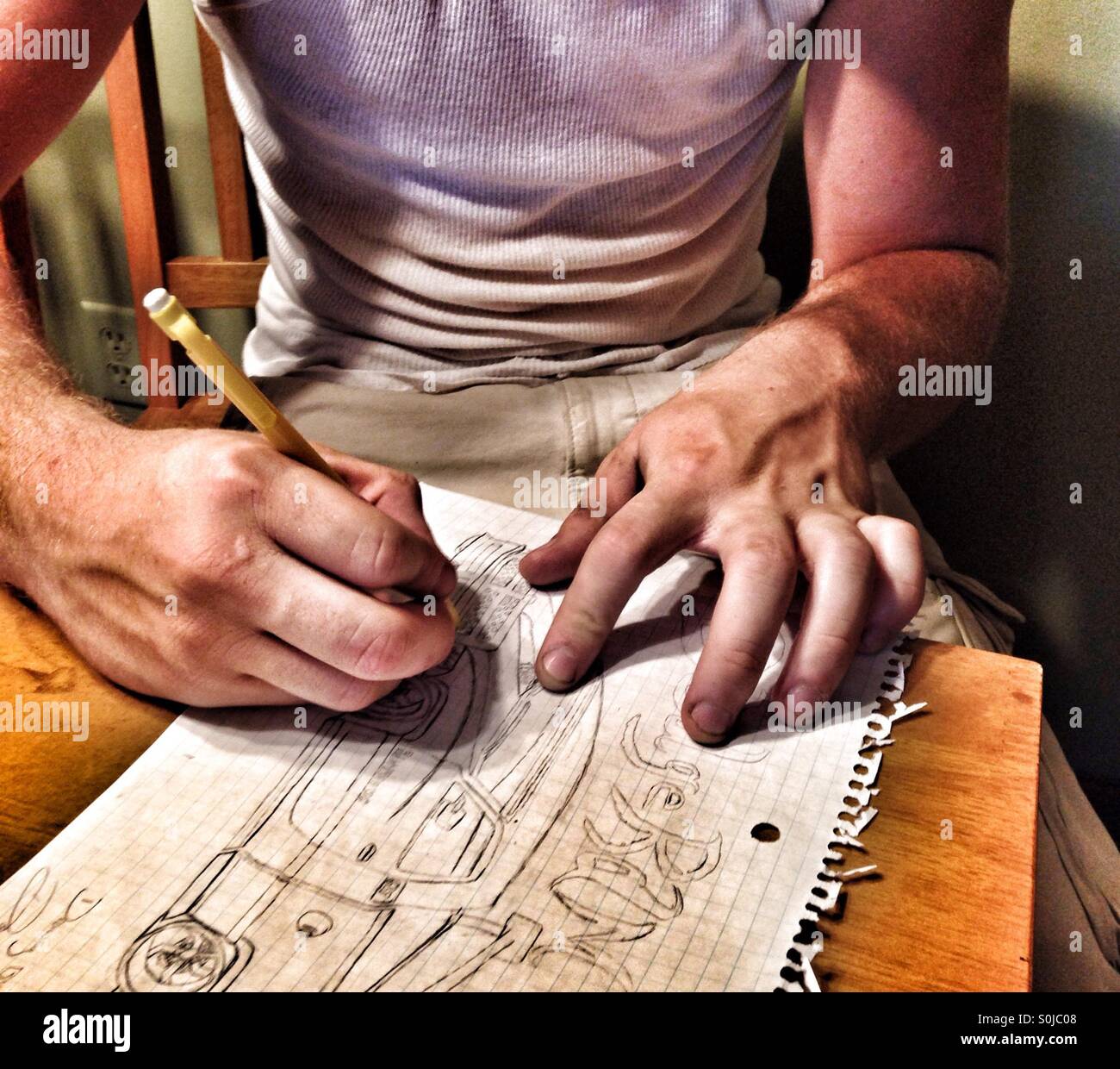 An artist drawing a picture (1) - Smartphone Captured Stock Image