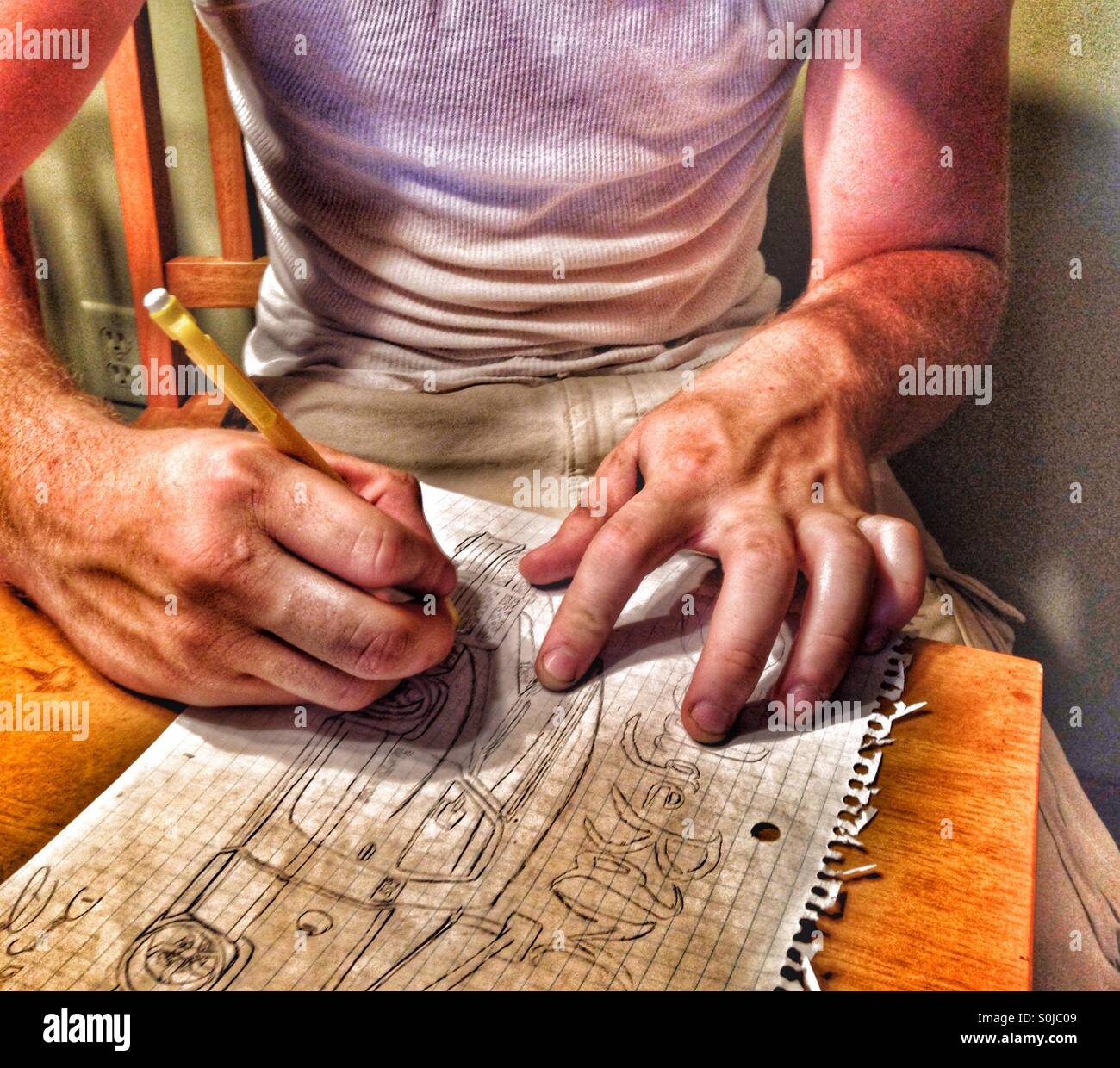 An artist drawing a picture (2) - Smartphone Captured Stock Image