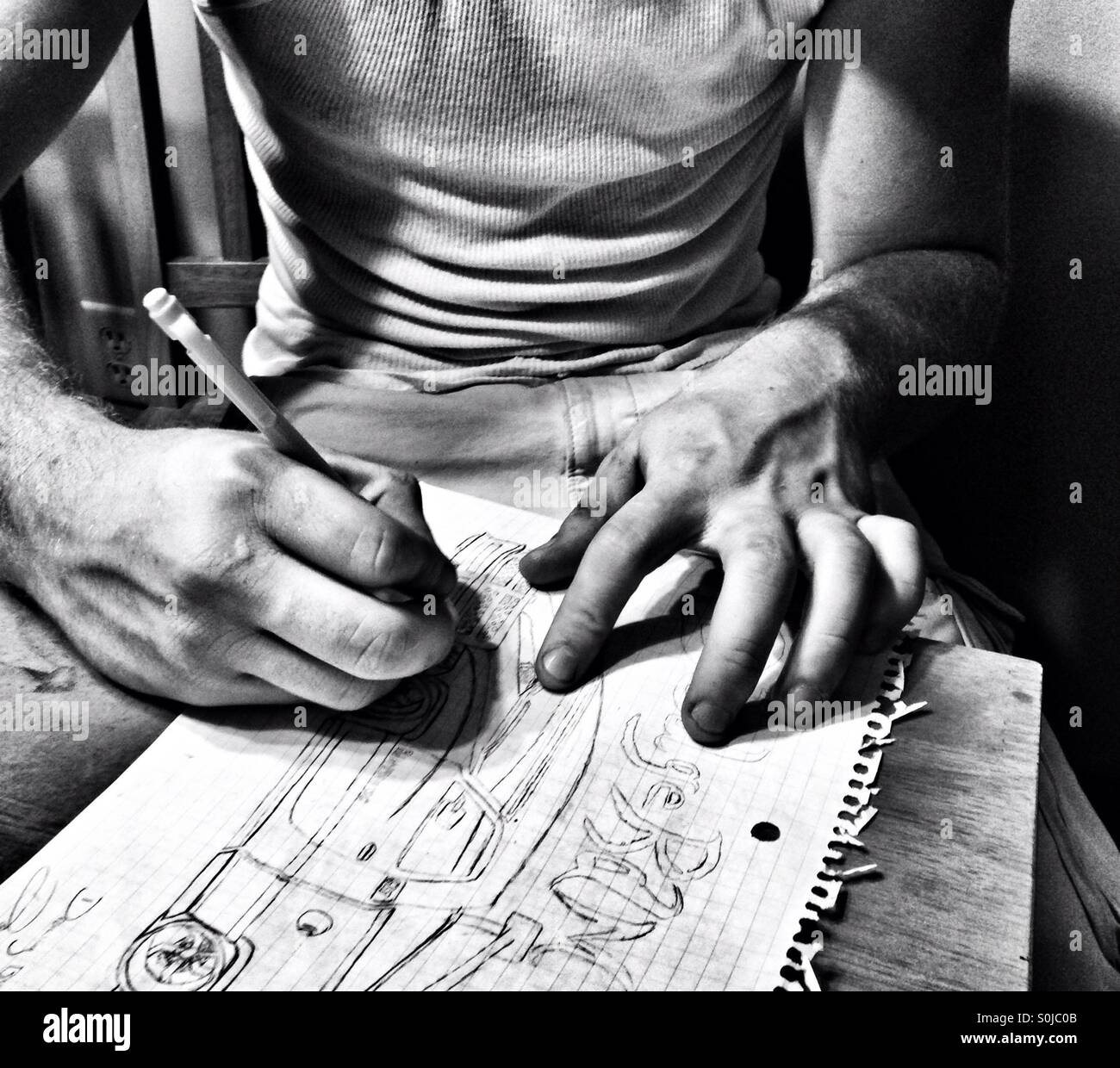 An artist drawing a picture (4) - Smartphone Captured Stock Image