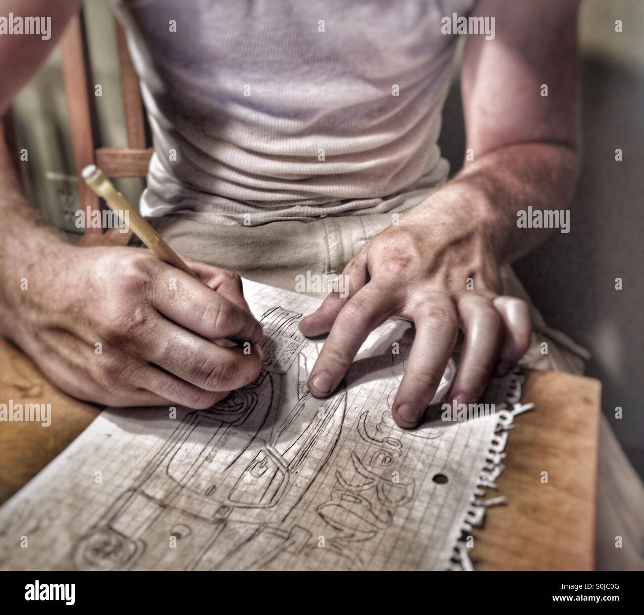 An artist drawing a picture (7) - Smartphone Captured Stock Image