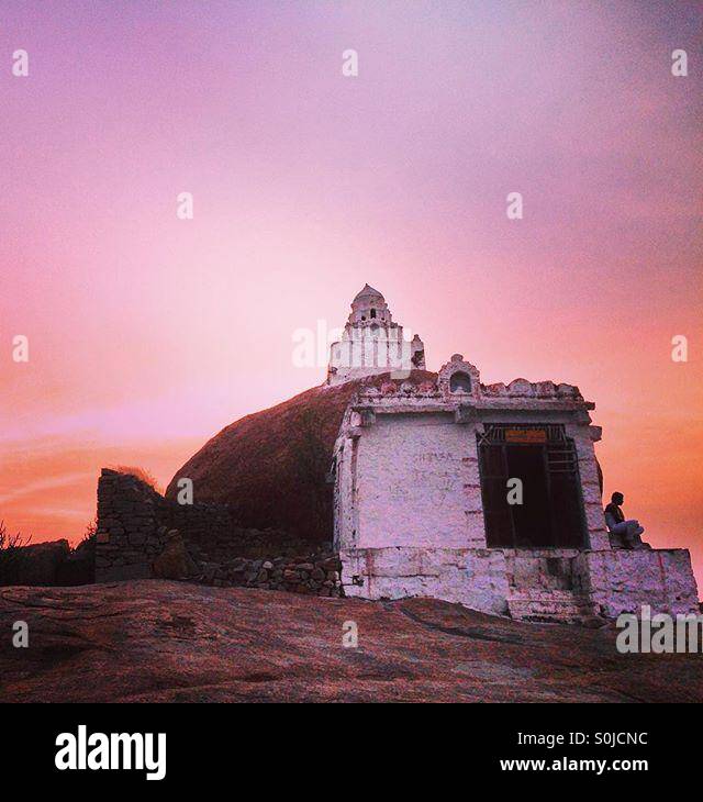 Shiva temple in the sunset sky - Smartphone Captured Stock Image