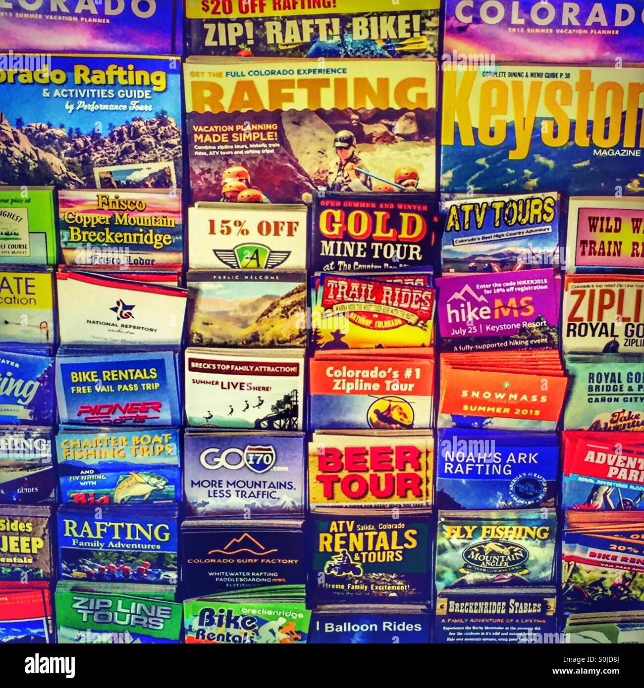 Travel brochures on display Stock Photo Alamy