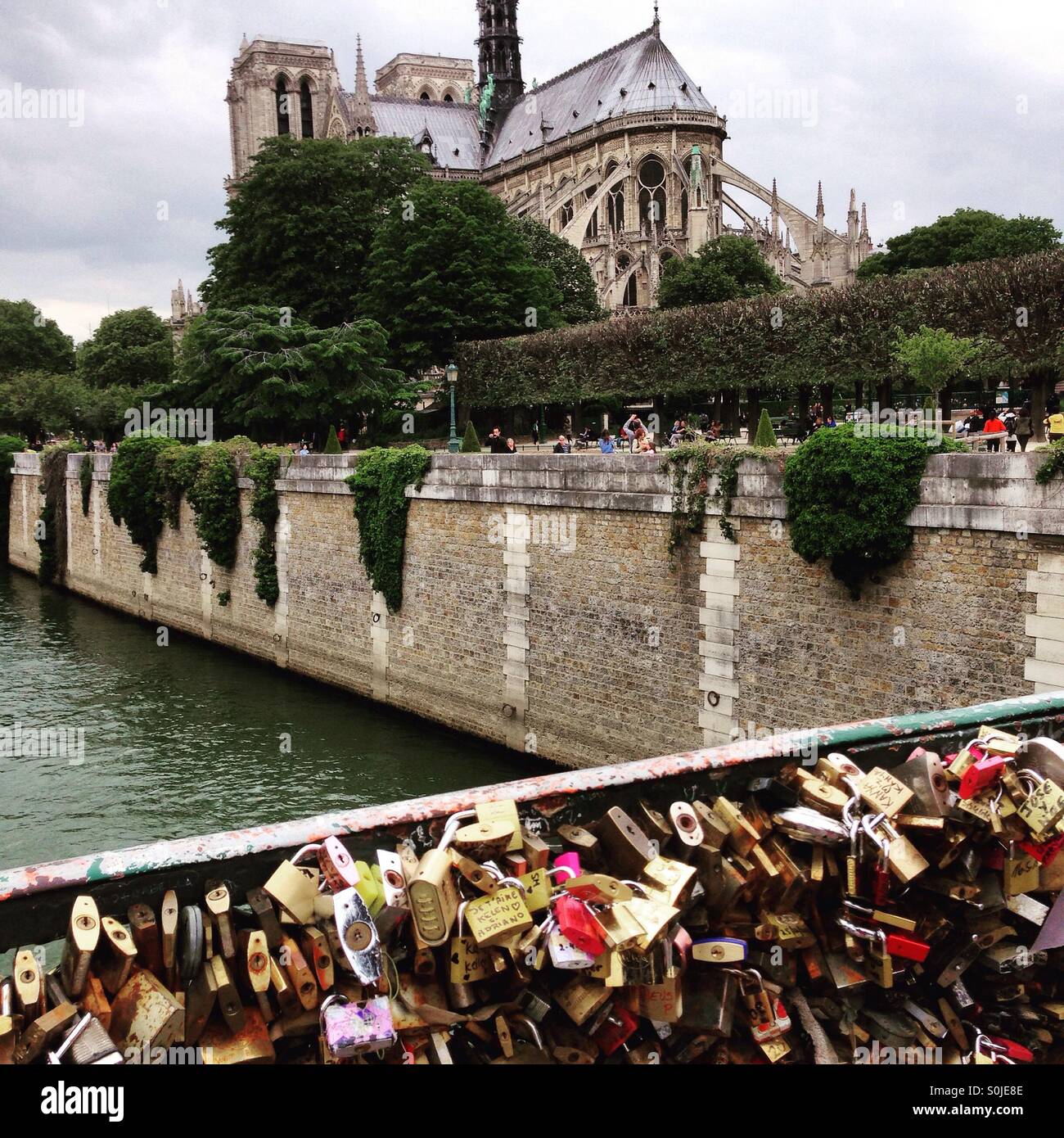 Notre Dame & Love Locks - Smartphone Captured Stock Image