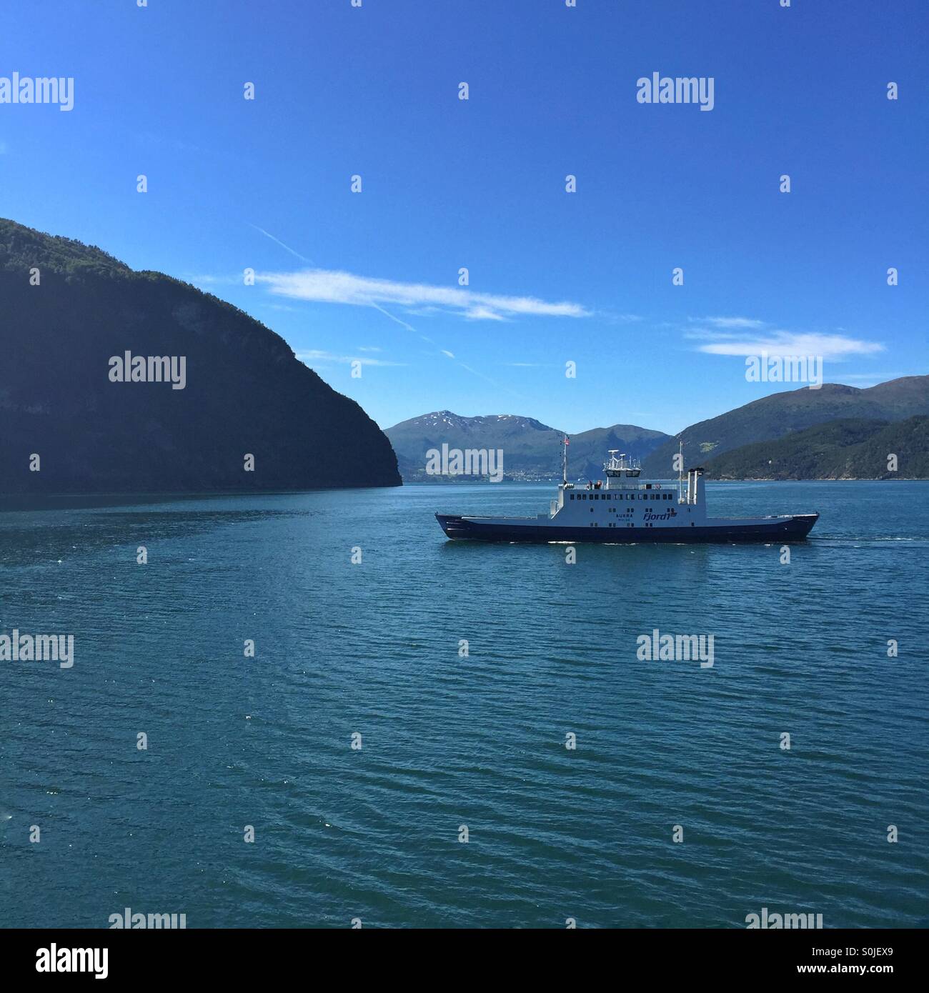 Eidsdal ferry, Norway Stock Photo