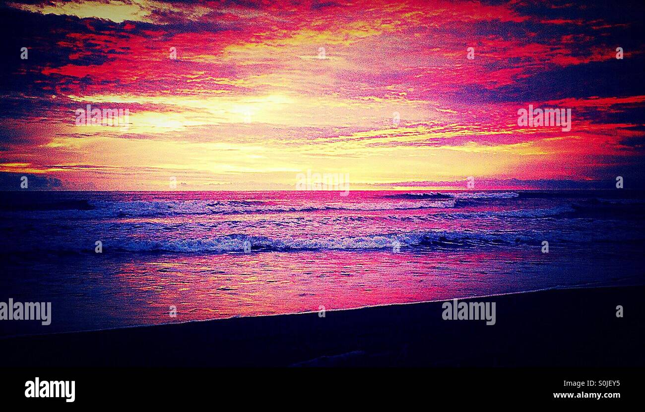 Dramatic sunset over the Pacific Ocean from Costa Rica - Smartphone Captured Stock Image