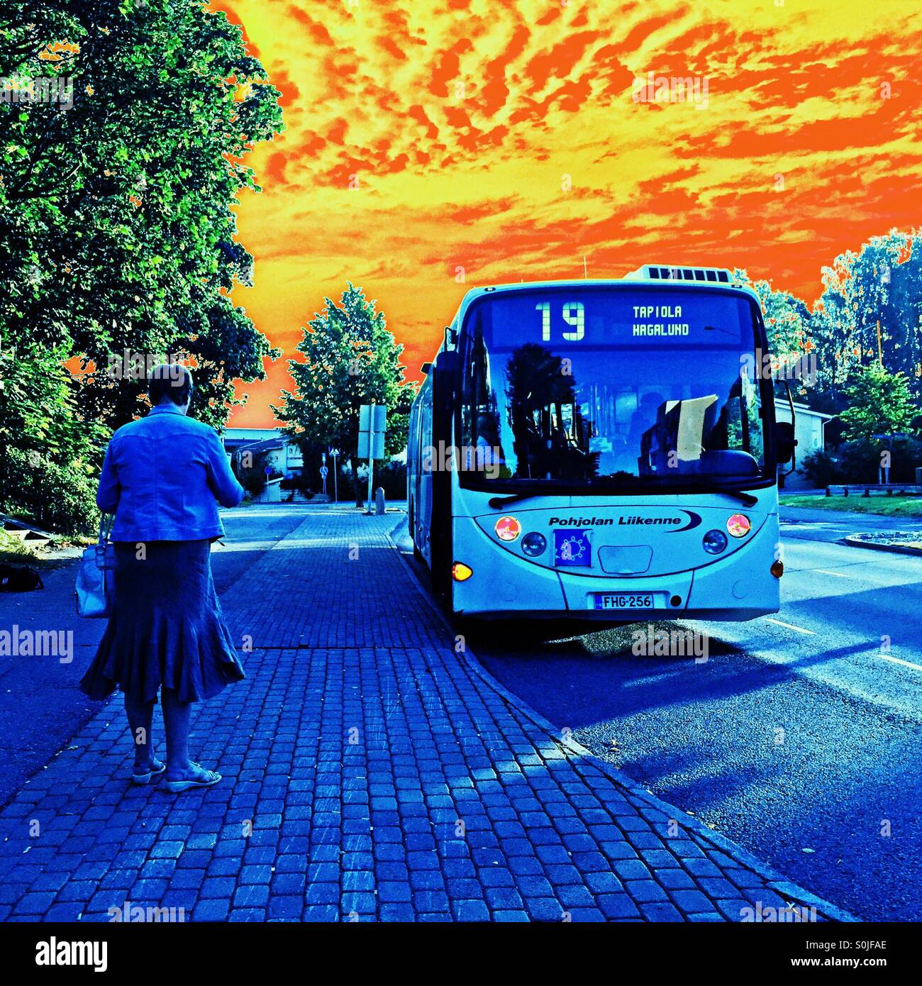 Morning at Bus Stop - Smartphone Captured Stock Image