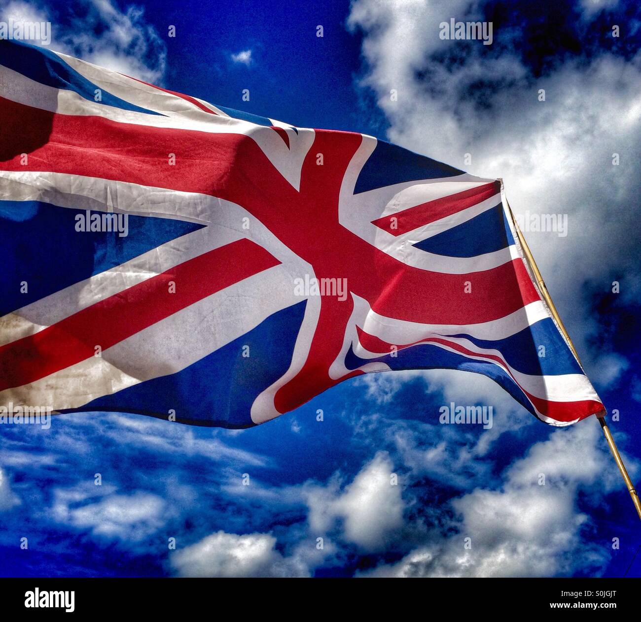 Union Jack and blue sky - Smartphone Captured Stock Image