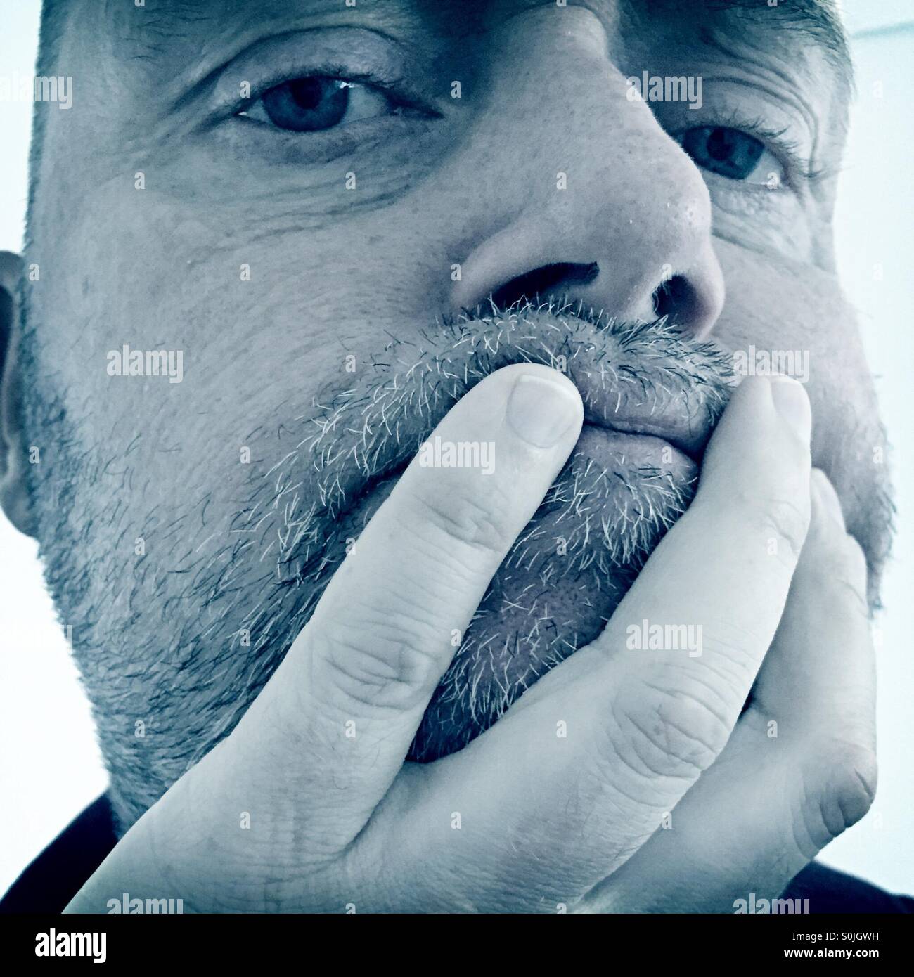 Pensive Man - Smartphone Captured Stock Image