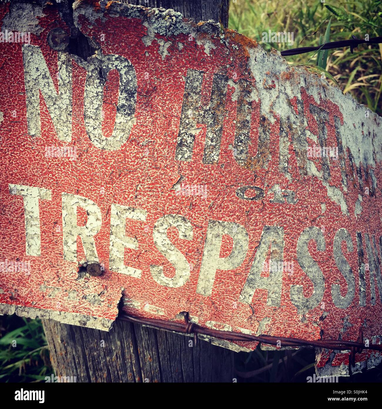 No Trespass in Red Stock Photo
