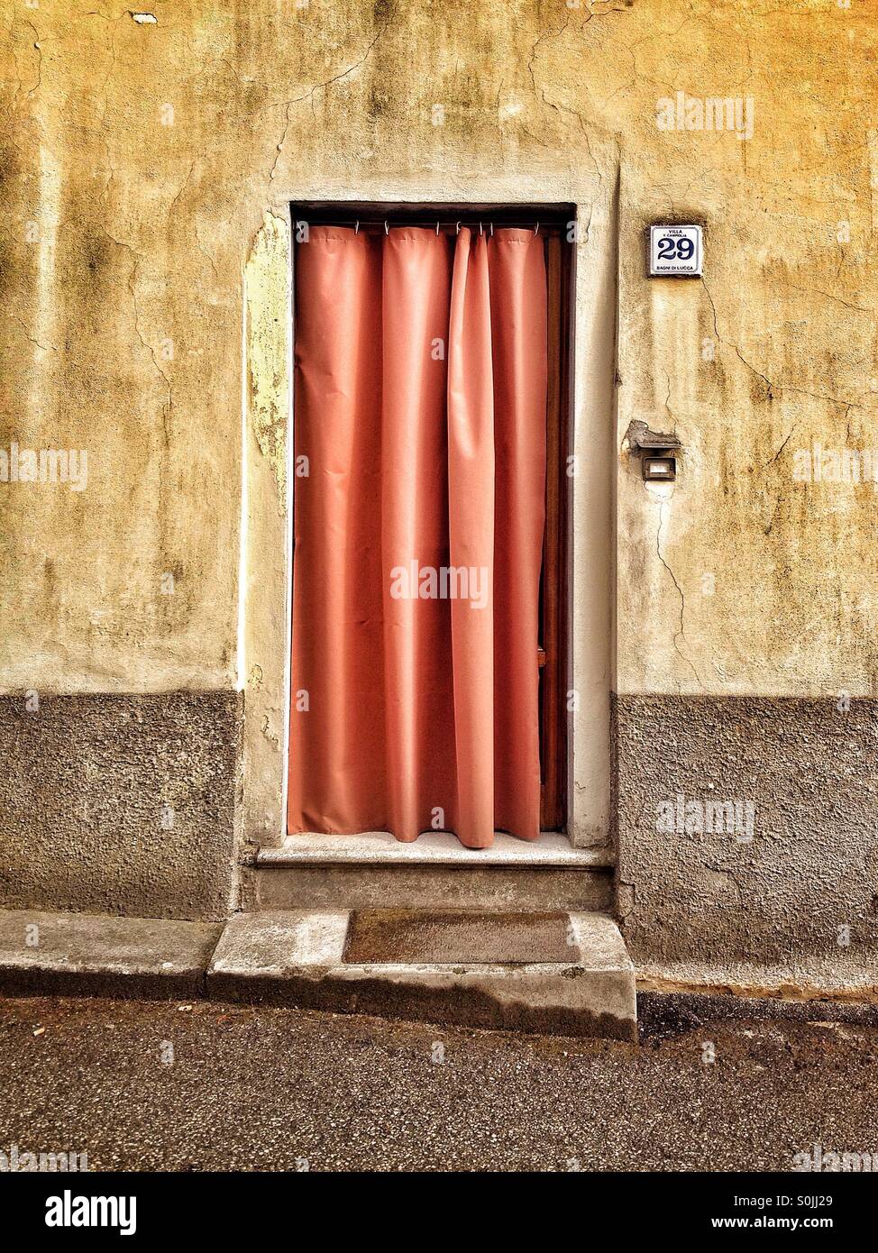 Curtained doorway Bagni Di Lucca Italy - Smartphone Captured Stock Image