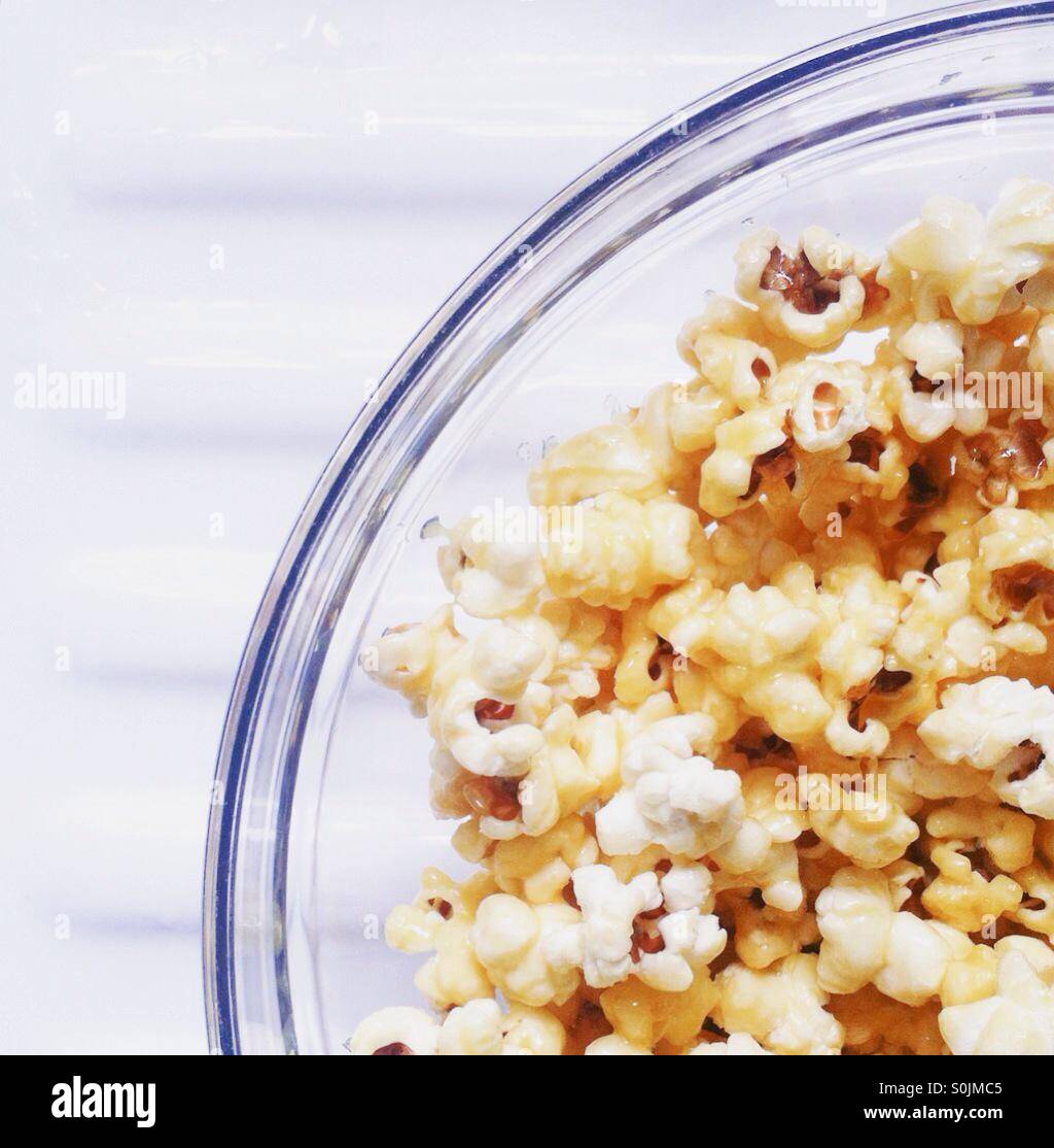 Popcorn in a glass bowl - Smartphone Captured Stock Image