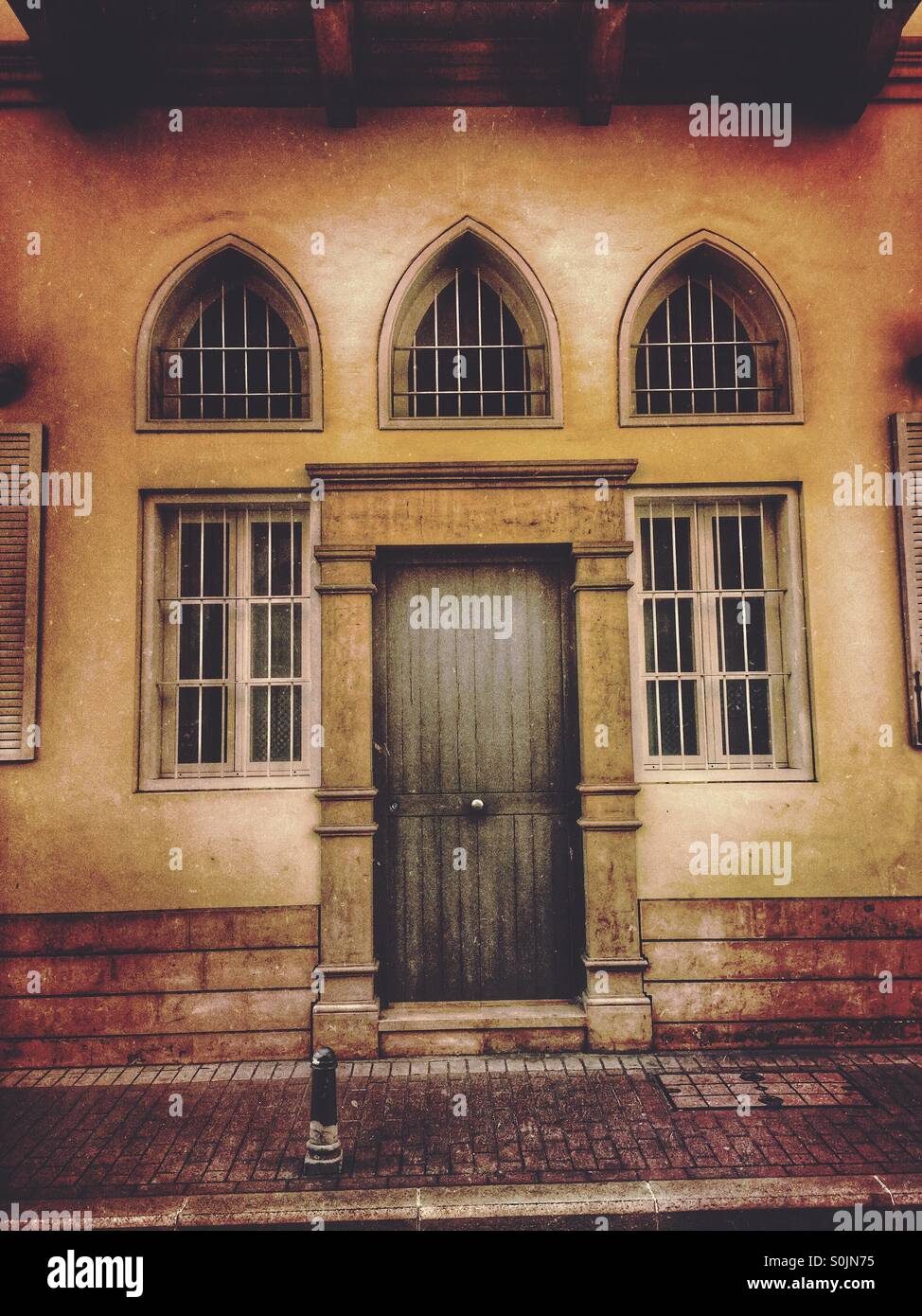 Old building facade with arched windows Beirut Lebanon - Smartphone Captured Stock Image
