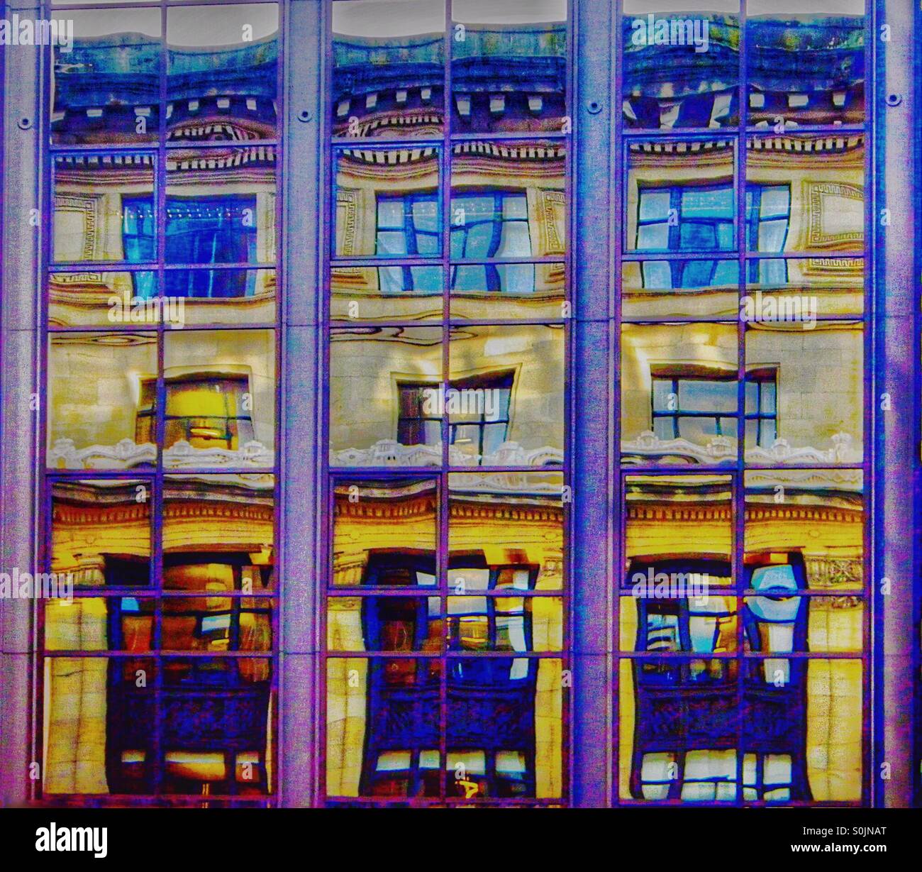 Distorted windows in Glasgow City - Smartphone Captured Stock Image