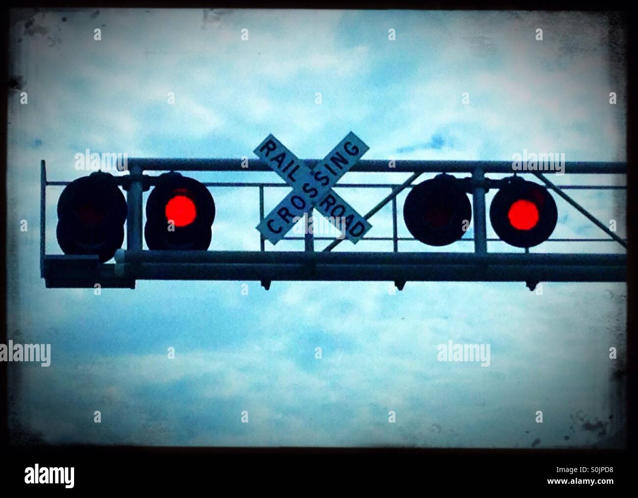Railroad crossing lights Stock Photo Alamy