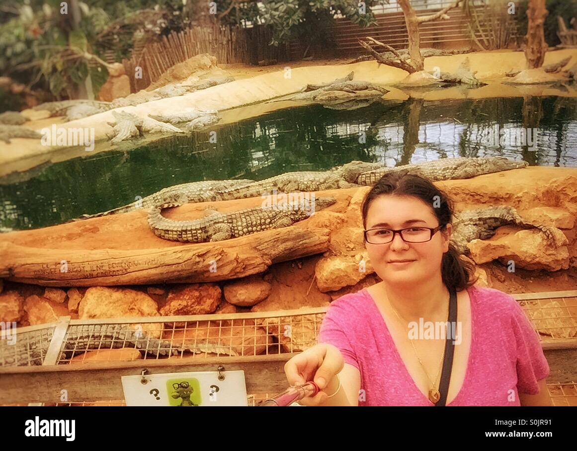 Woman using Selfie stick - Smartphone Captured Stock Image